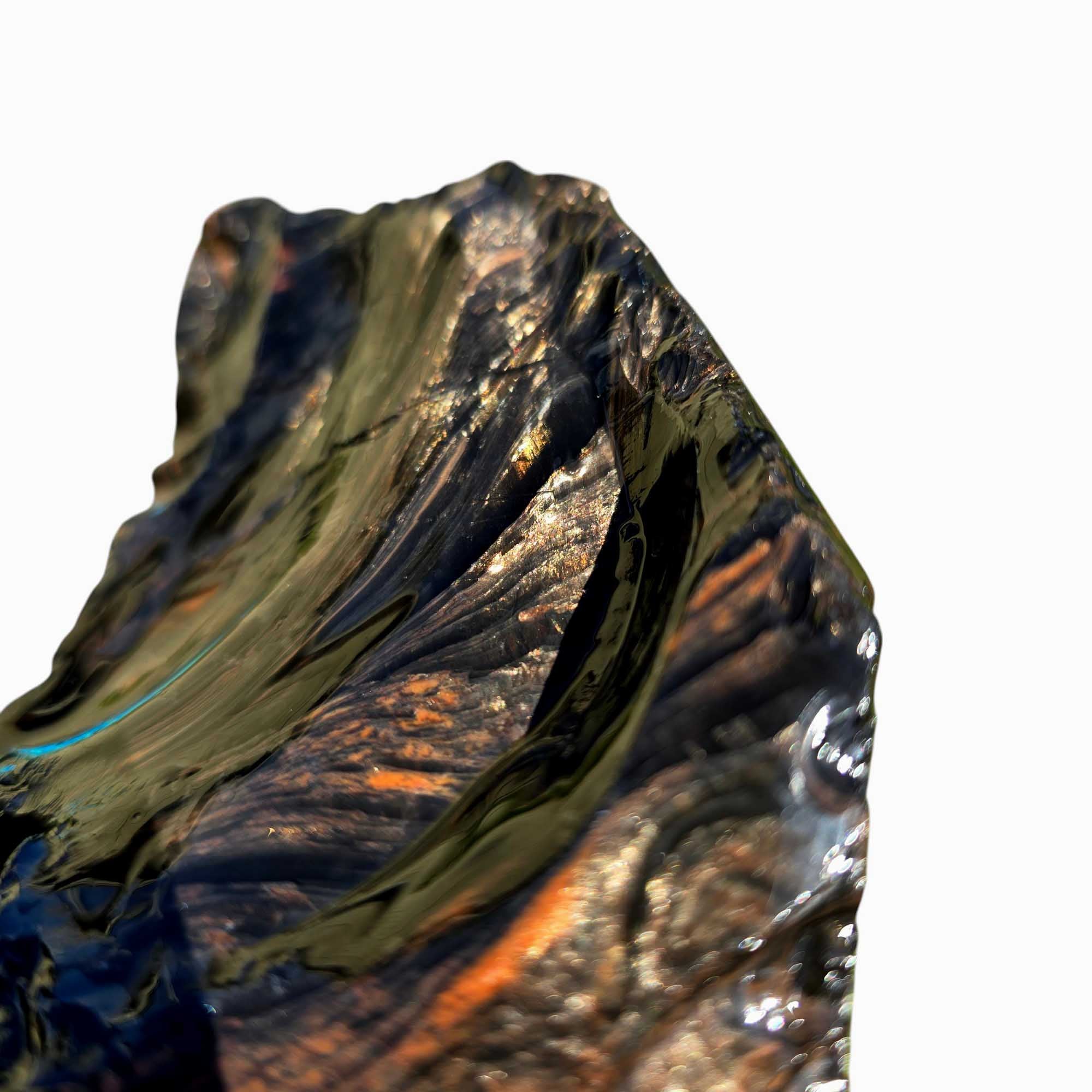 RARE Fire Glass Buttes Obsidian Rough Chunk Lapidary Stone Magnetite