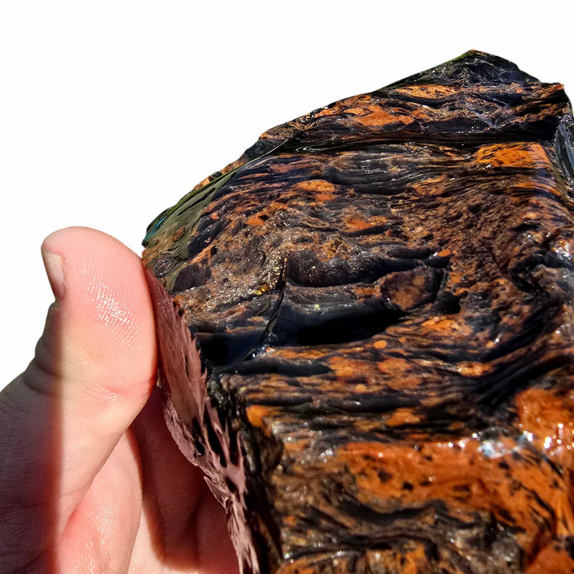 RARE Fire Glass Buttes Obsidian Rough Chunk Lapidary Stone Magnetite