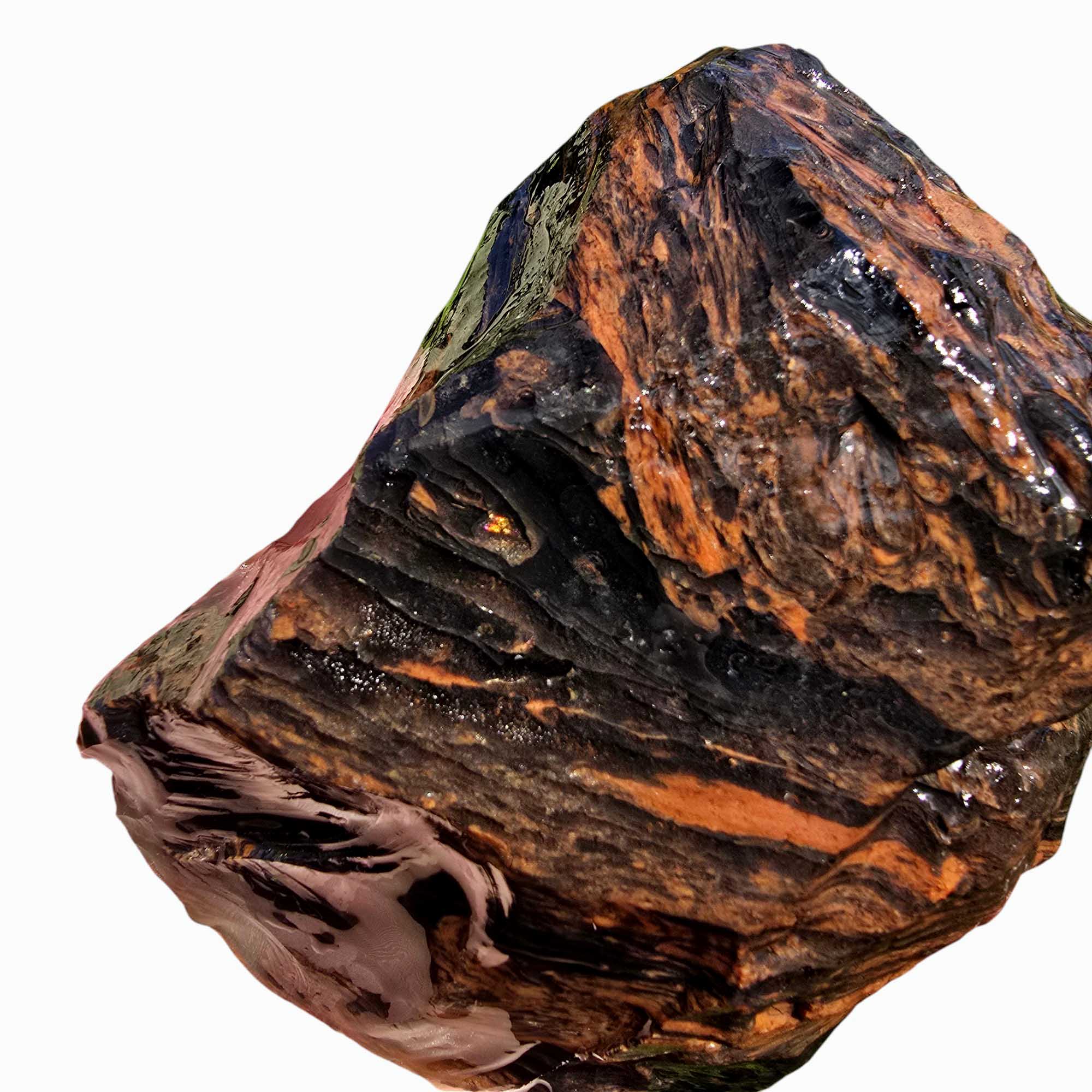 RARE Fire Glass Buttes Obsidian Rough Chunk Lapidary Stone Magnetite