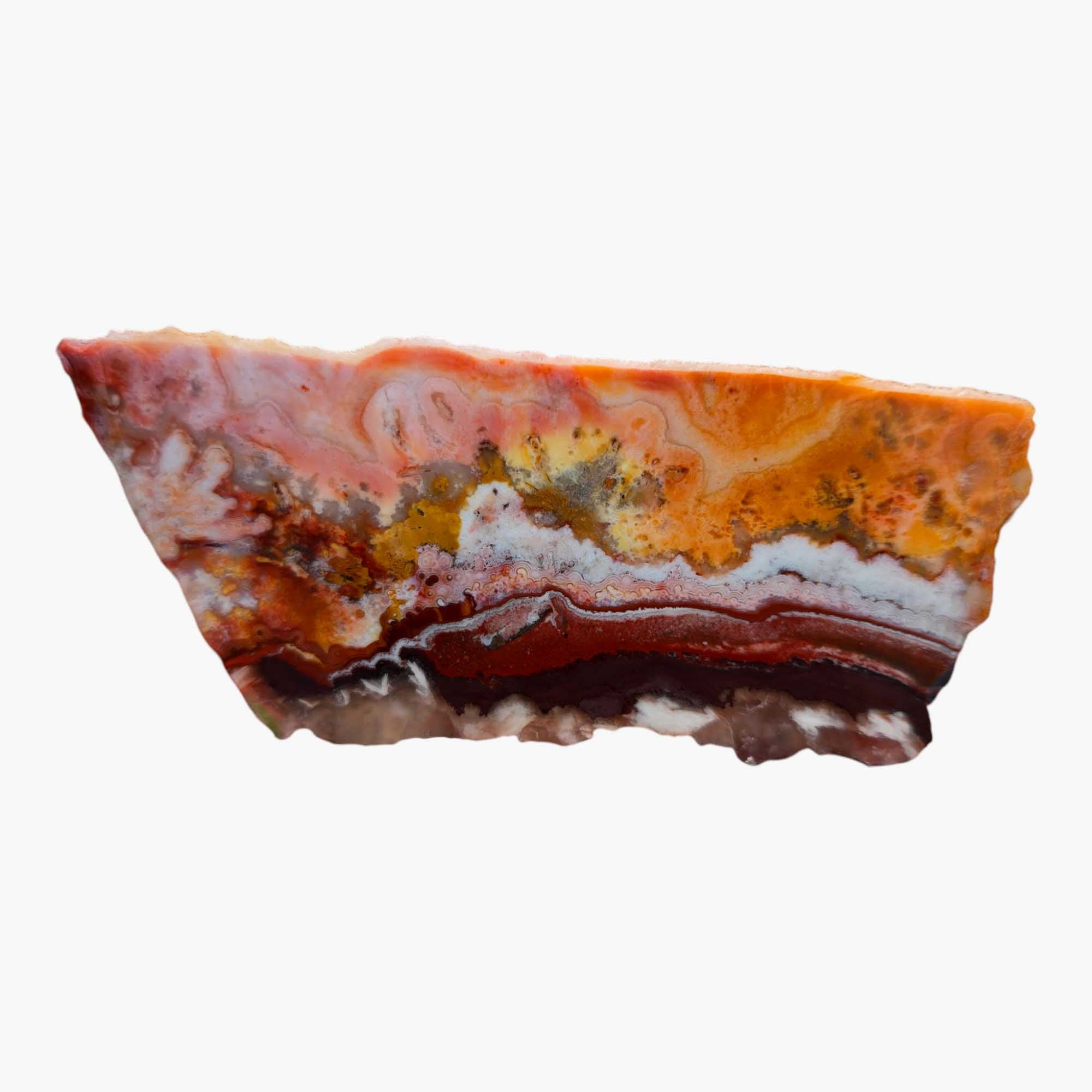Flor de Durazno Flower of Peach Lace Agate Lapidary Cutting Rough Chunk Stone Cut Face