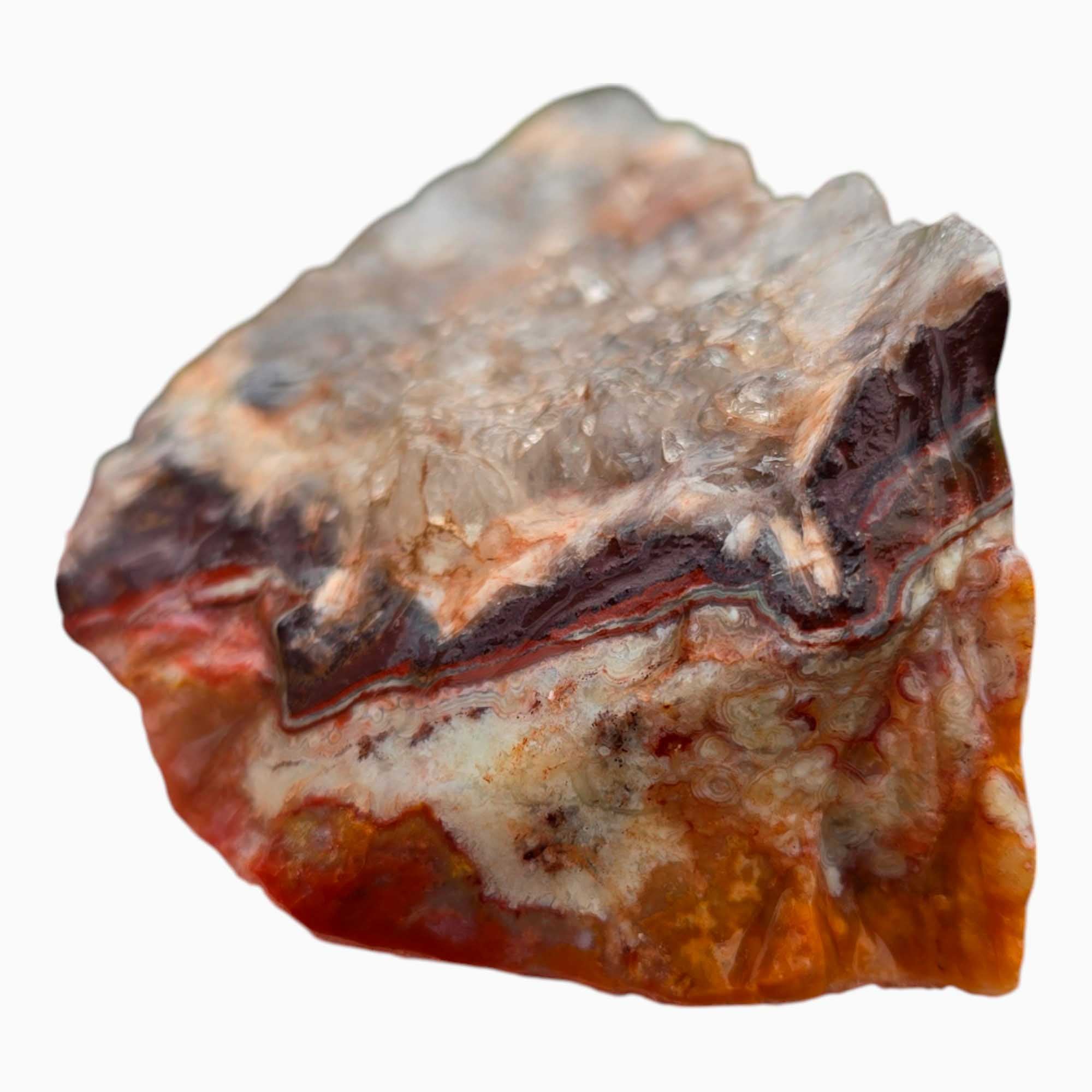 Flor de Durazno Flower of Peach Lace Agate Lapidary Cutting Rough Chunk Stone Cut Face