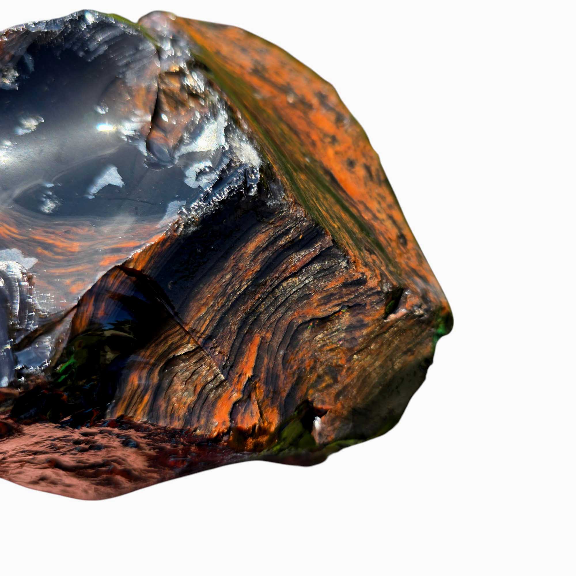 RARE Fire Glass Buttes Obsidian Rough Chunk Lapidary Stone Magnetite