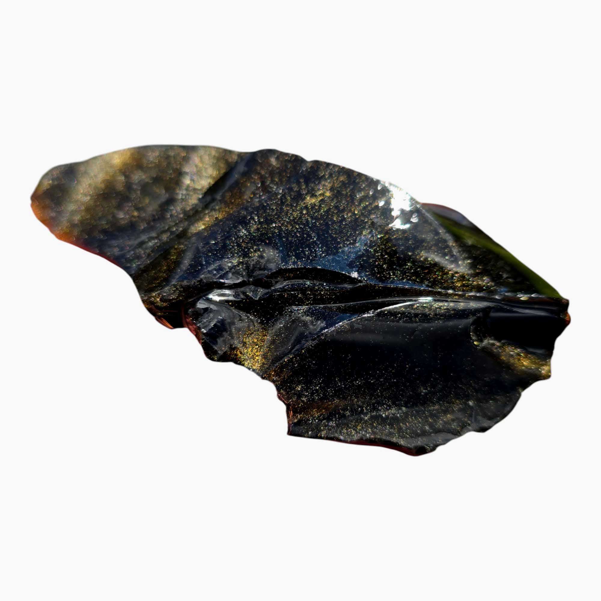 Gold Sheen Obsidian Rough – Jalisco Mexico Thin Chunk for Knap or Cab