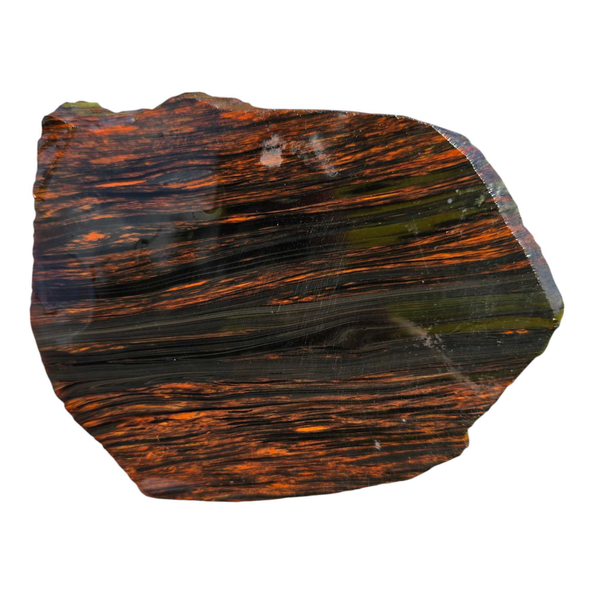 Tri-Flow Mahogany Obsidian Slab  Lapidary Stone Slice Cut Rock