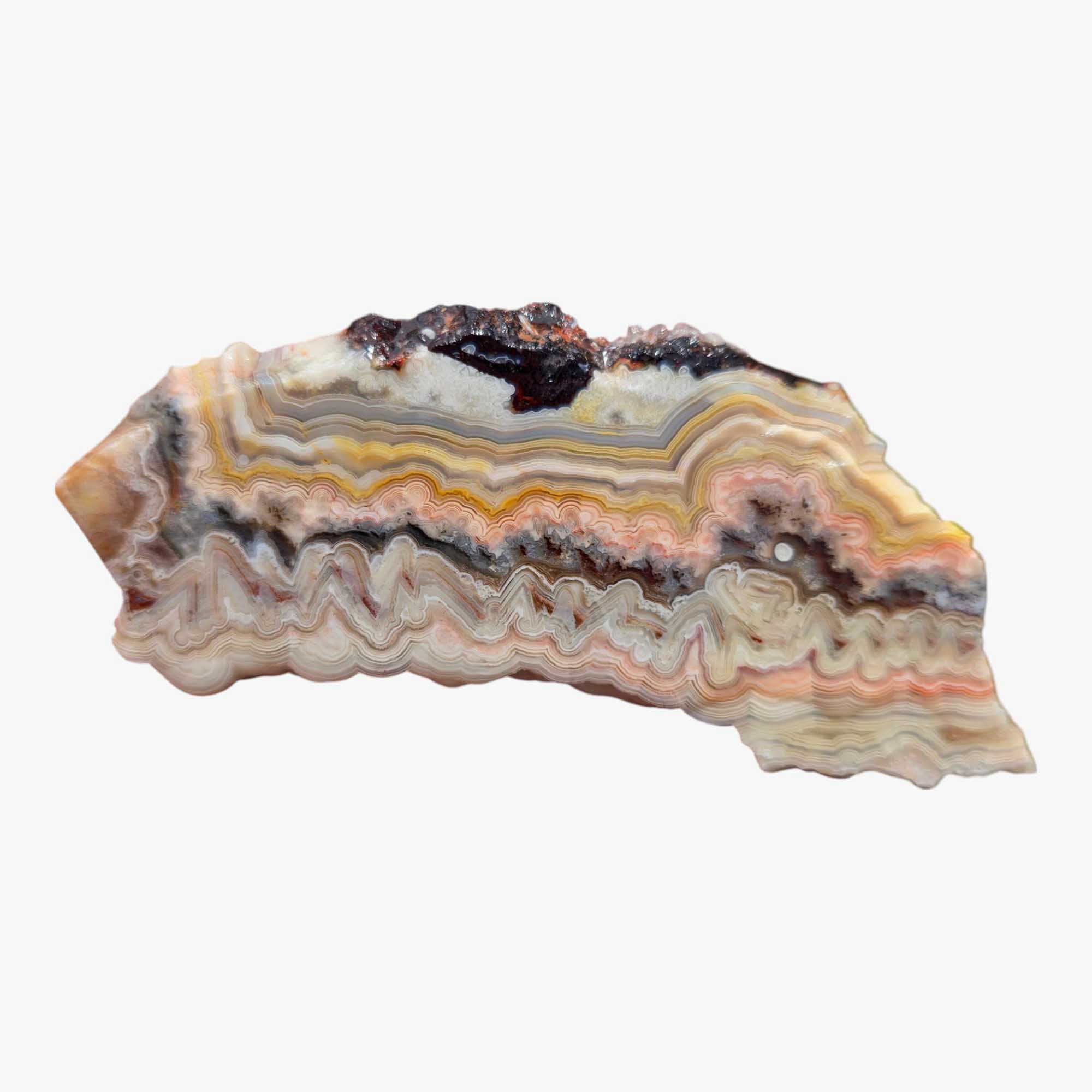 Crazy Lace Agate Slab from Mexico – Colorful Banded Lapidary Rough Stone
