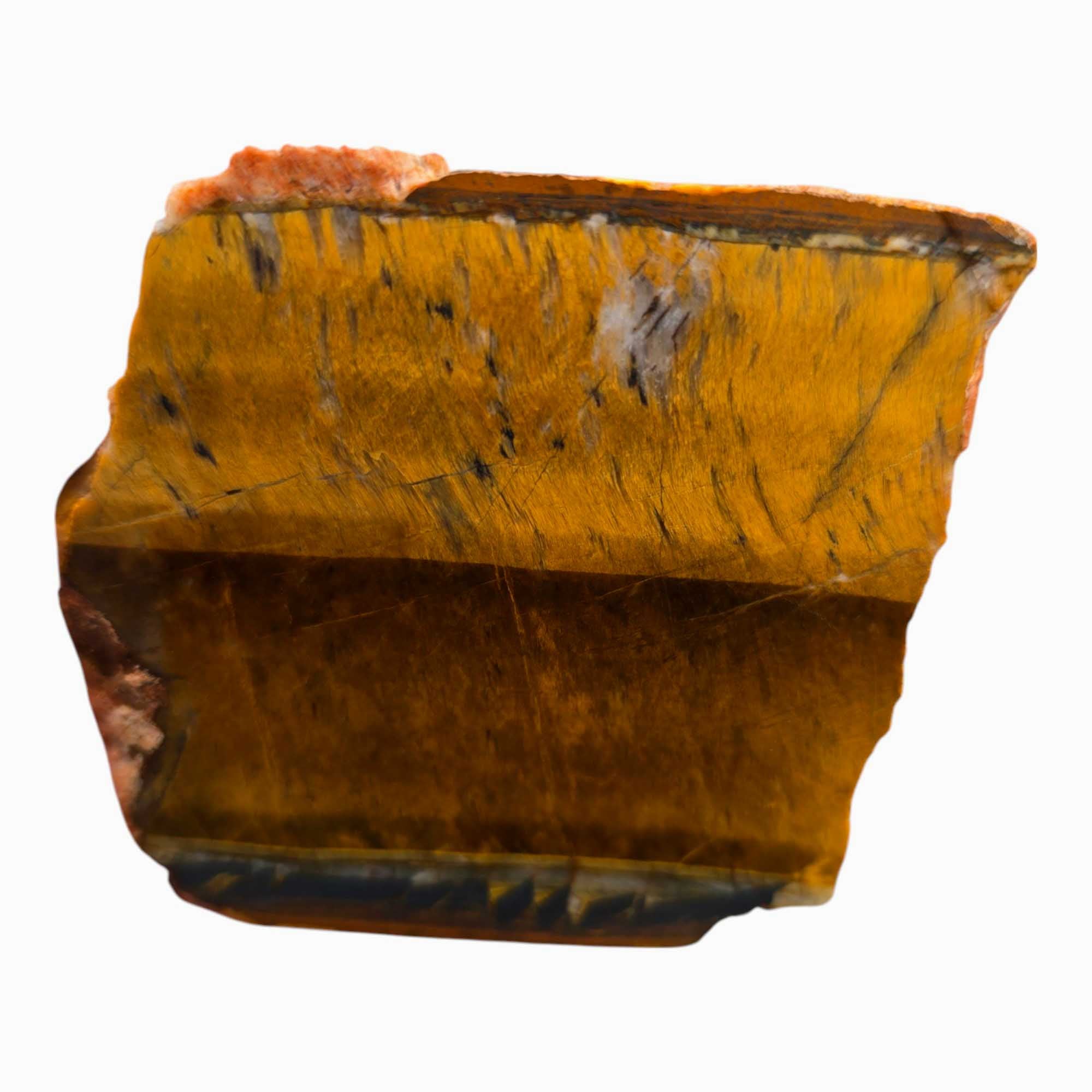 Golden Tiger Eye Slab – Flashy Chatoyant Stone from Africa for Lapidary