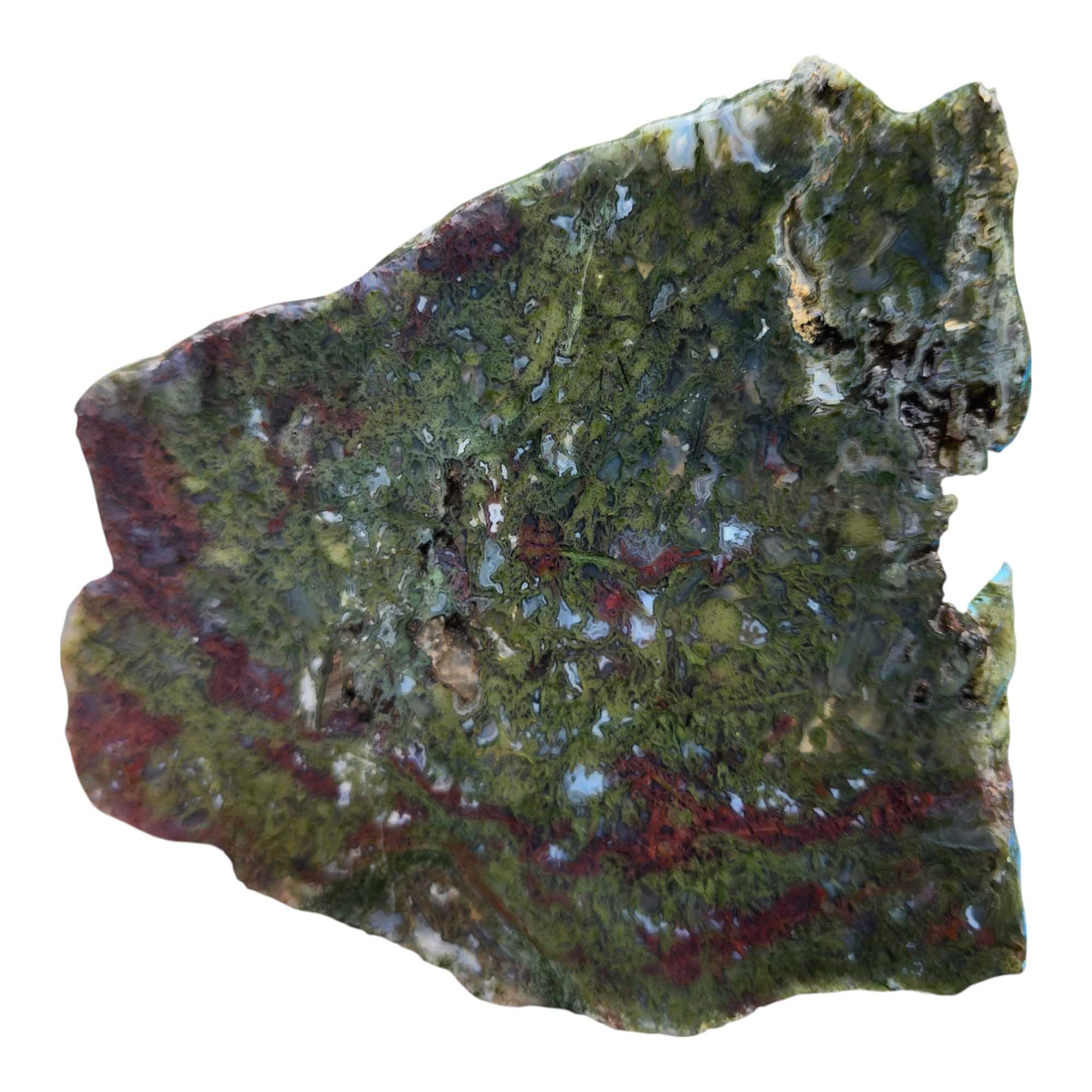 Maury Mountain Moss Agate Slab – Beautiful Green and Red Patterns from Oregon
