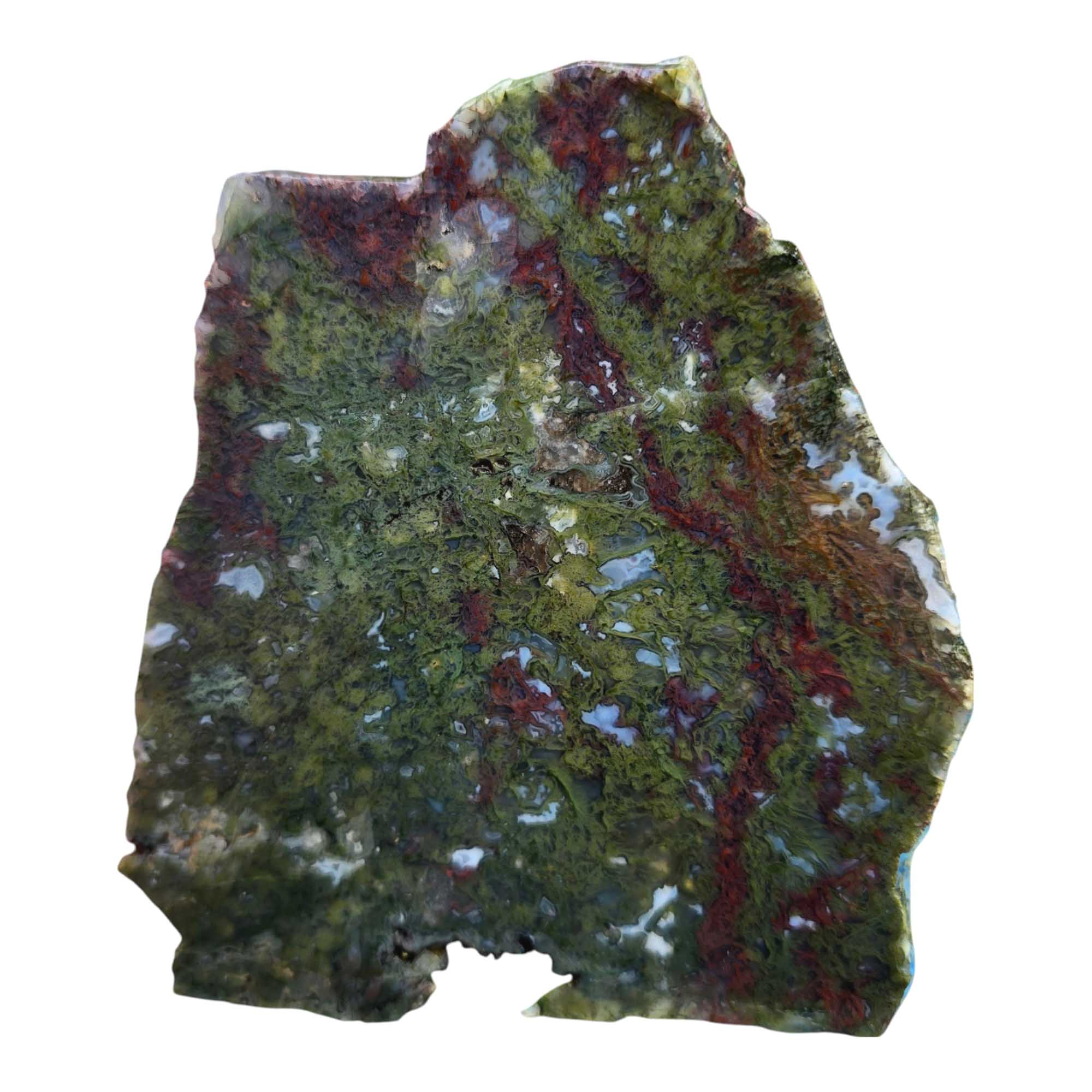 Maury Mountain Moss Agate Slab – Beautiful Green and Red Patterns from Oregon