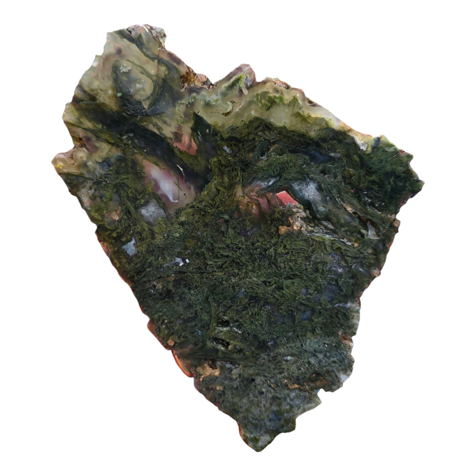 Maury Mountain Moss Agate Slab – Green with Clear Agate Inclusions from Oregon