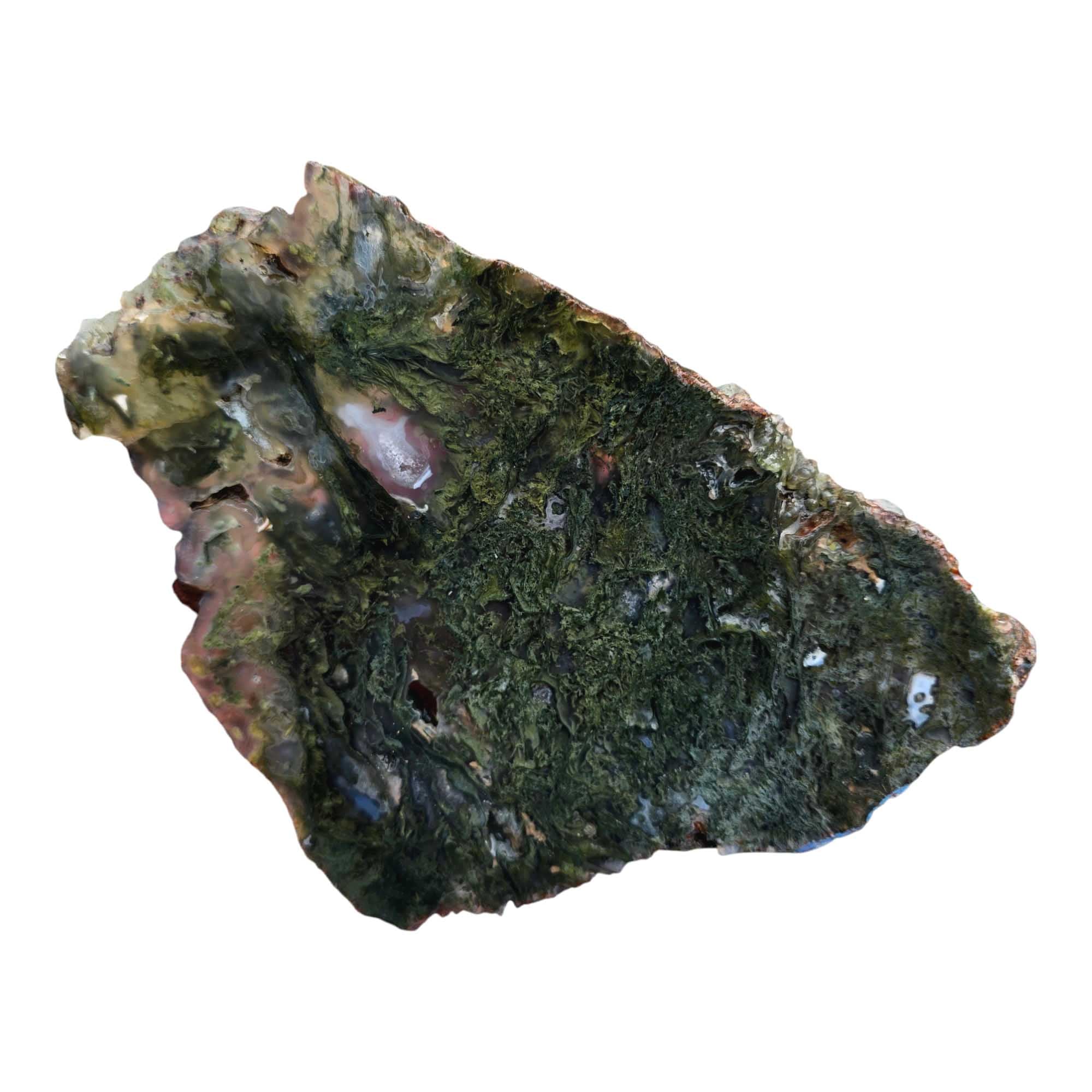 Maury Mountain Moss Agate Slab – Green with Clear Agate Inclusions from Oregon
