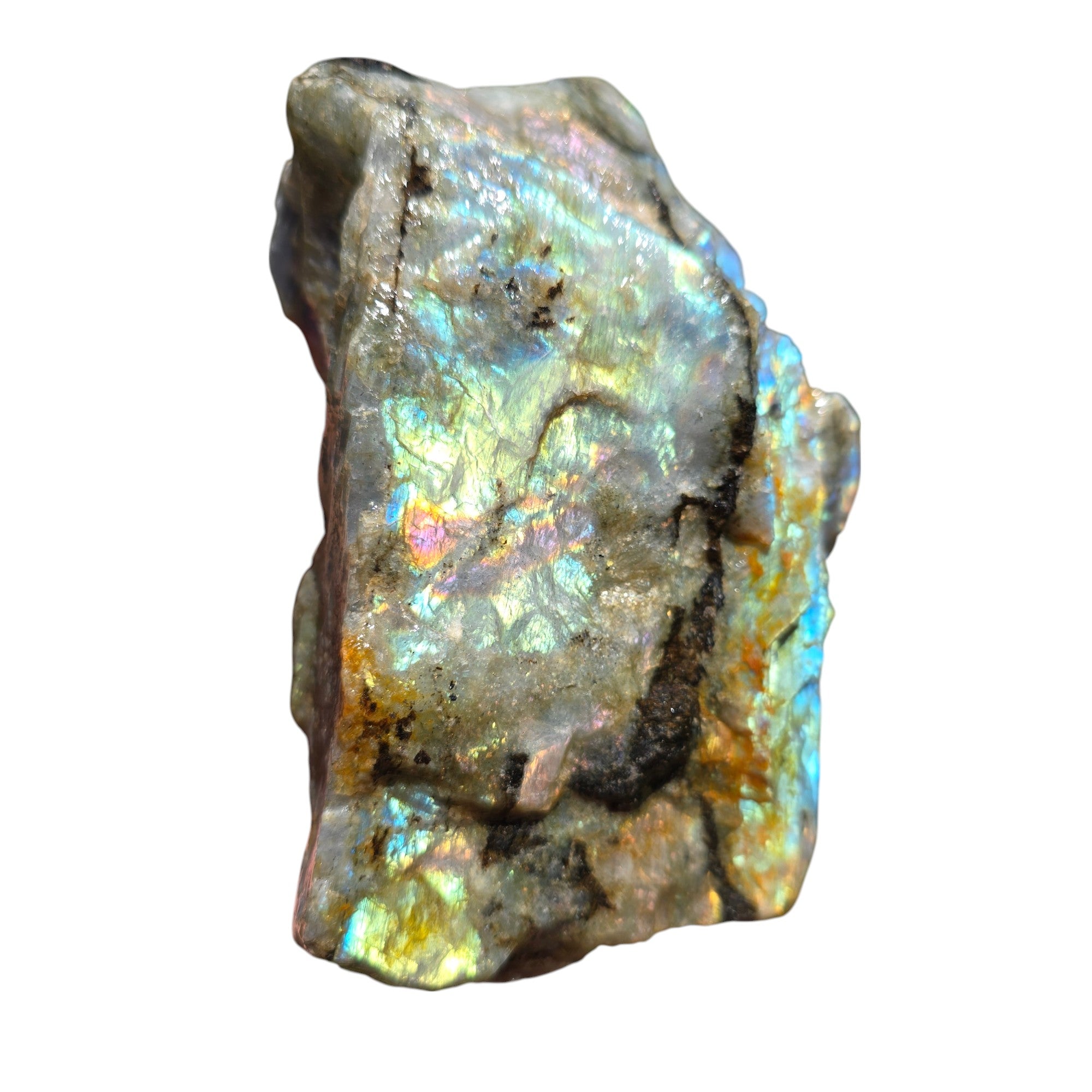 Labradorite Rough Chunk – Madagascar Flash with Rare Pink & Purple