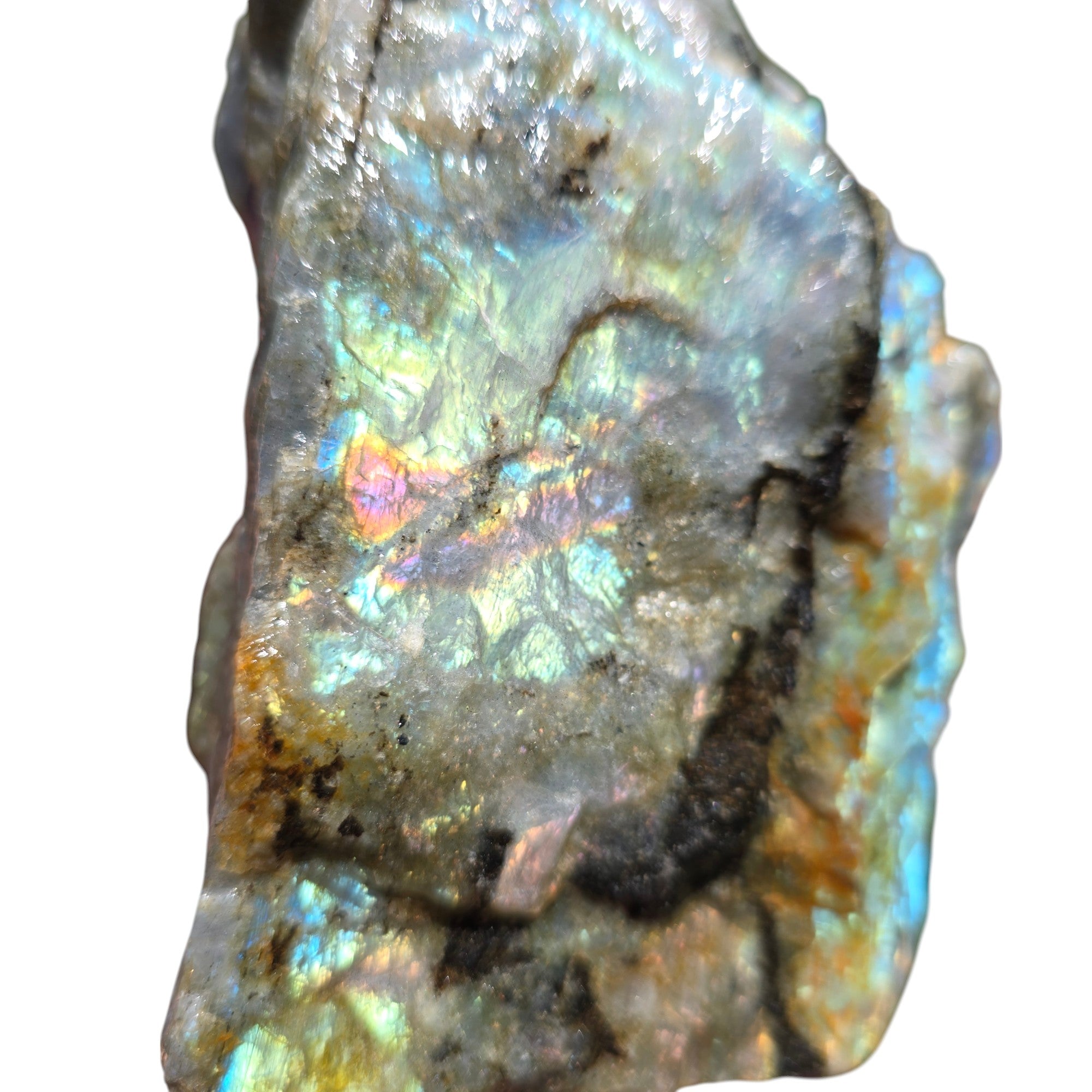 Labradorite Rough Chunk – Madagascar Flash with Rare Pink & Purple