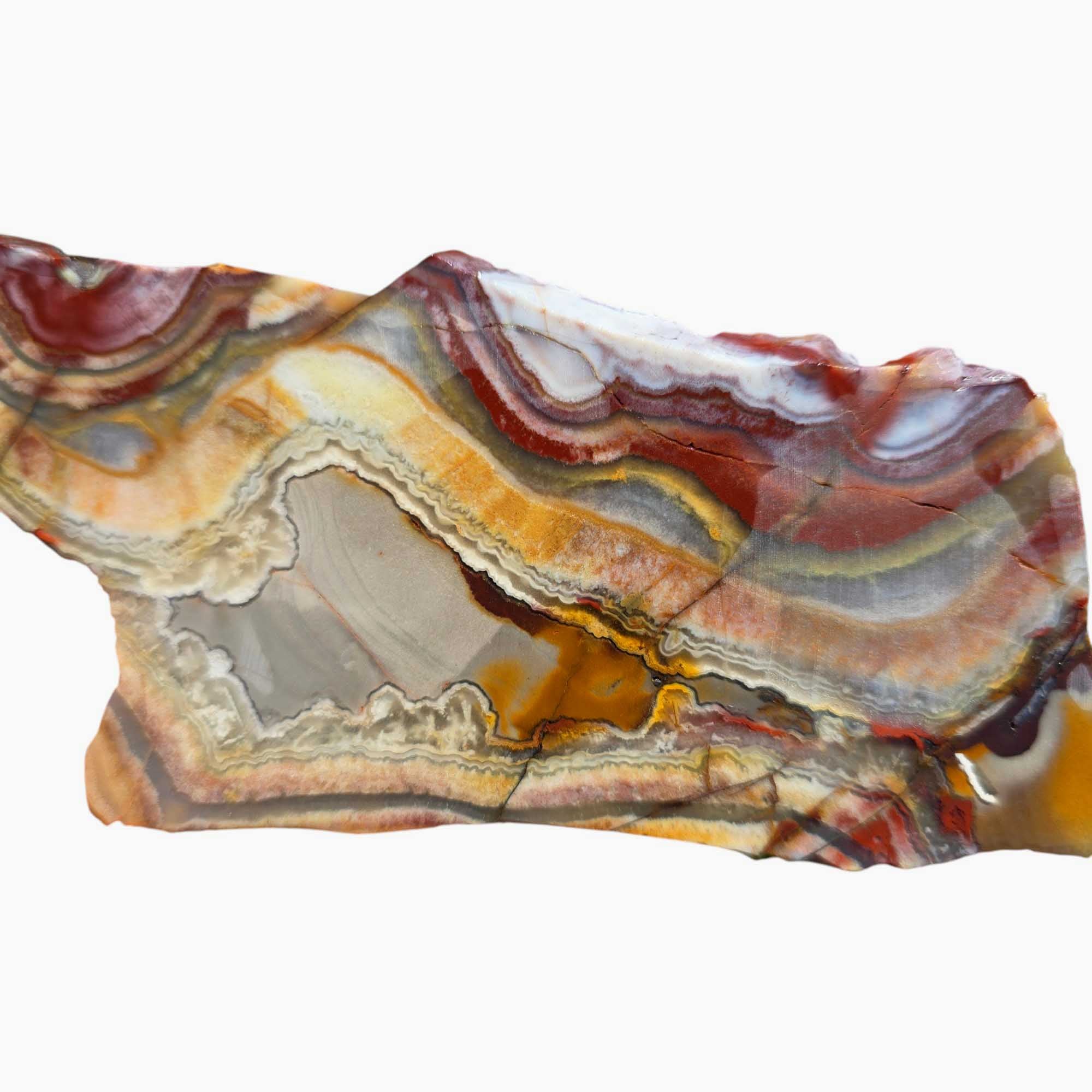 Flower of Peach Lace Agate Slab – Rare Mexican Agate with Scenic Pattern