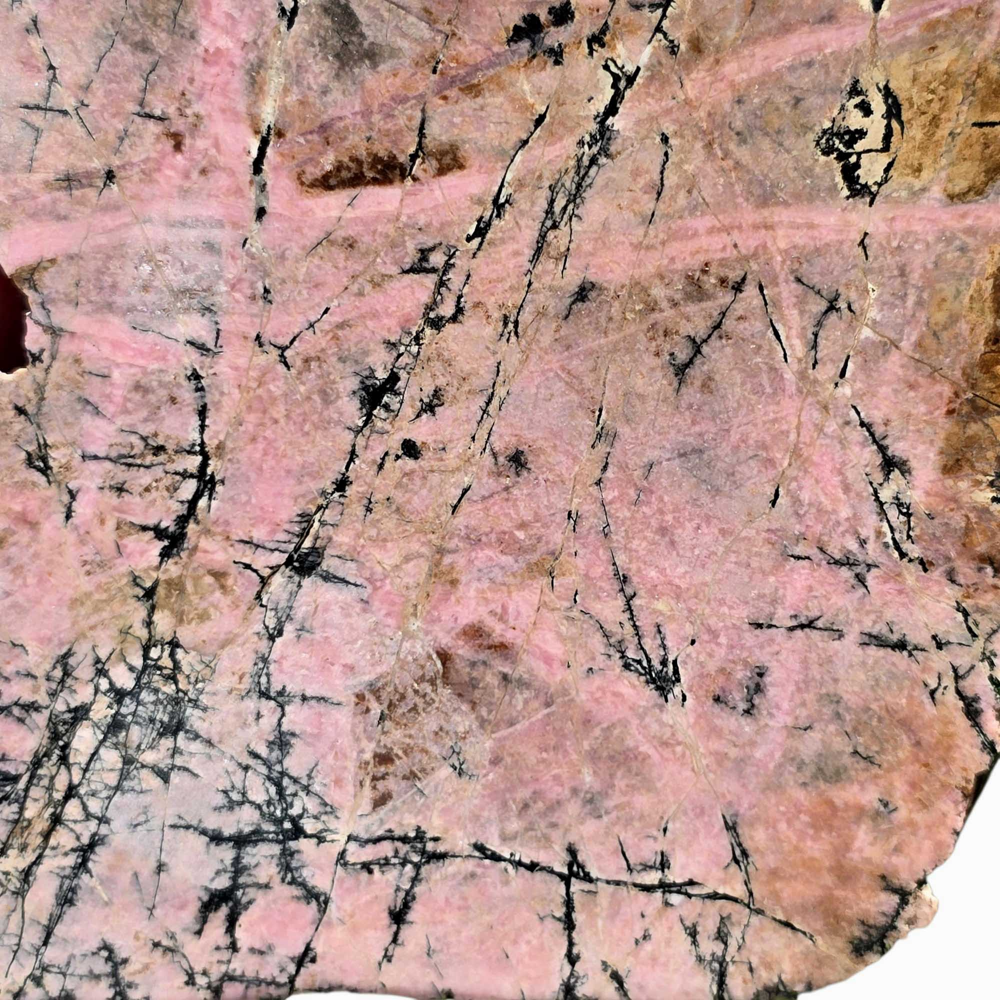Old Stock Rhodonite Slab – Bubblegum Pink with Black Dendritic Veins