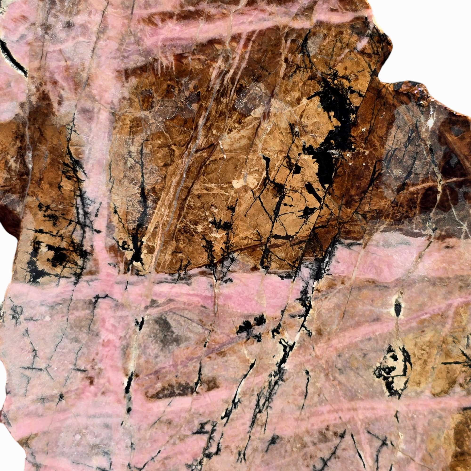 Old Stock Rhodonite Slab – Bubblegum Pink with Black Dendritic Veins