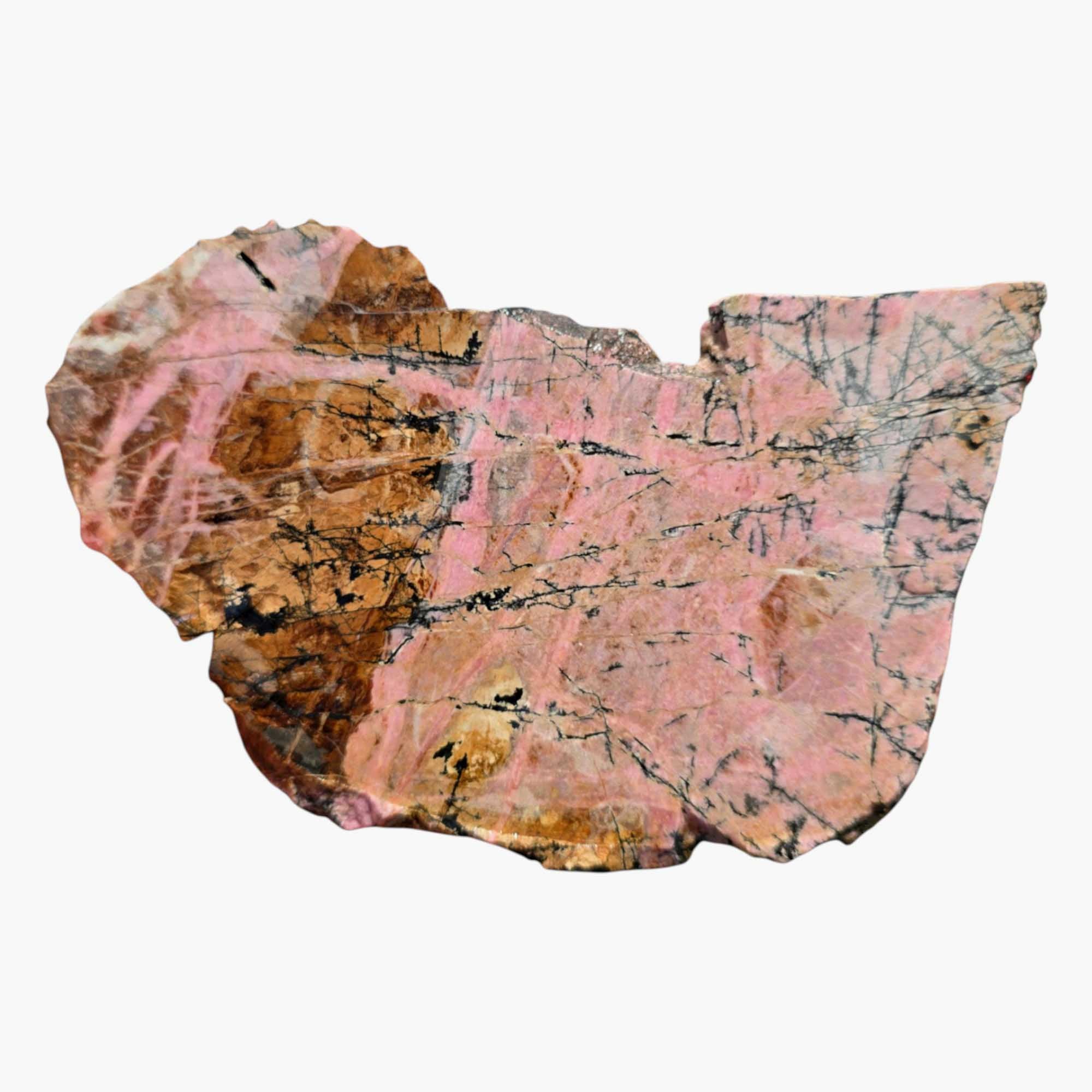 Old Stock Rhodonite Slab – Bubblegum Pink with Black Dendritic Veins
