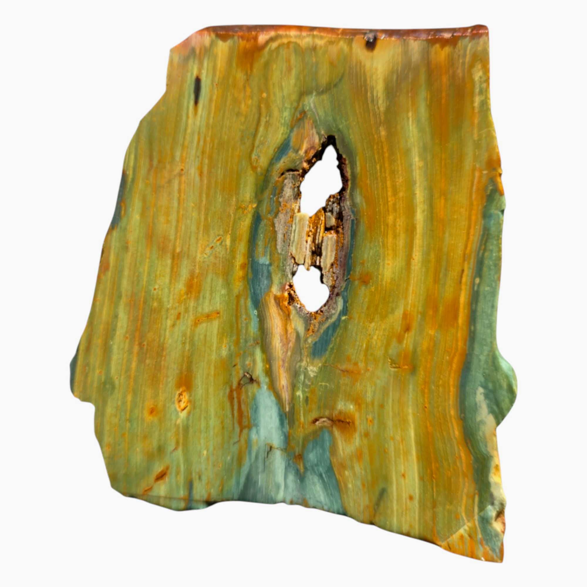 Gary Green Jasper Slab – Eye-Like Center Holes & Classic Pattern