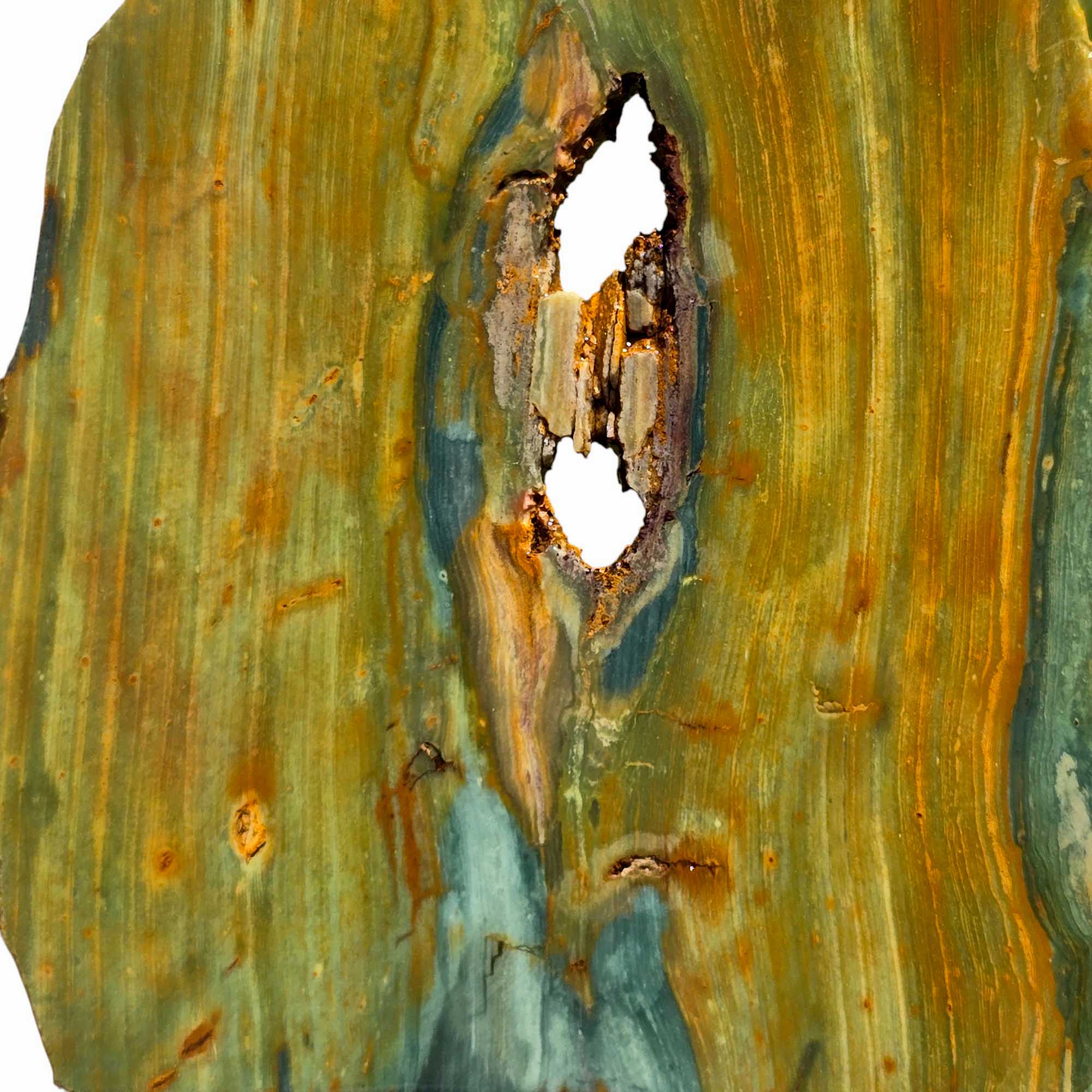 Gary Green Jasper Slab – Eye-Like Center Holes & Classic Pattern