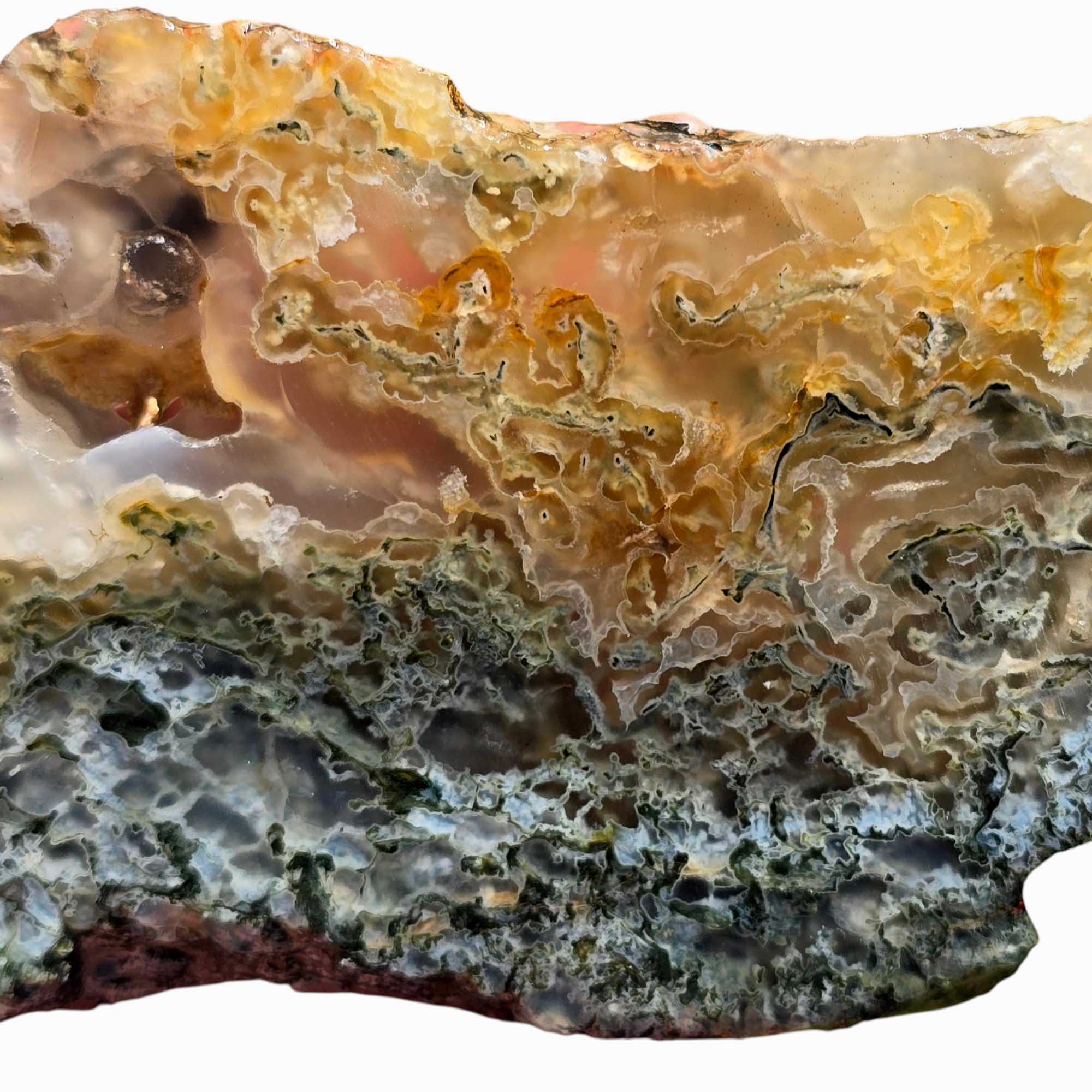 Ochoco Green Moss Agate Slab – Tubular Moss & Designer-Grade Inclusions