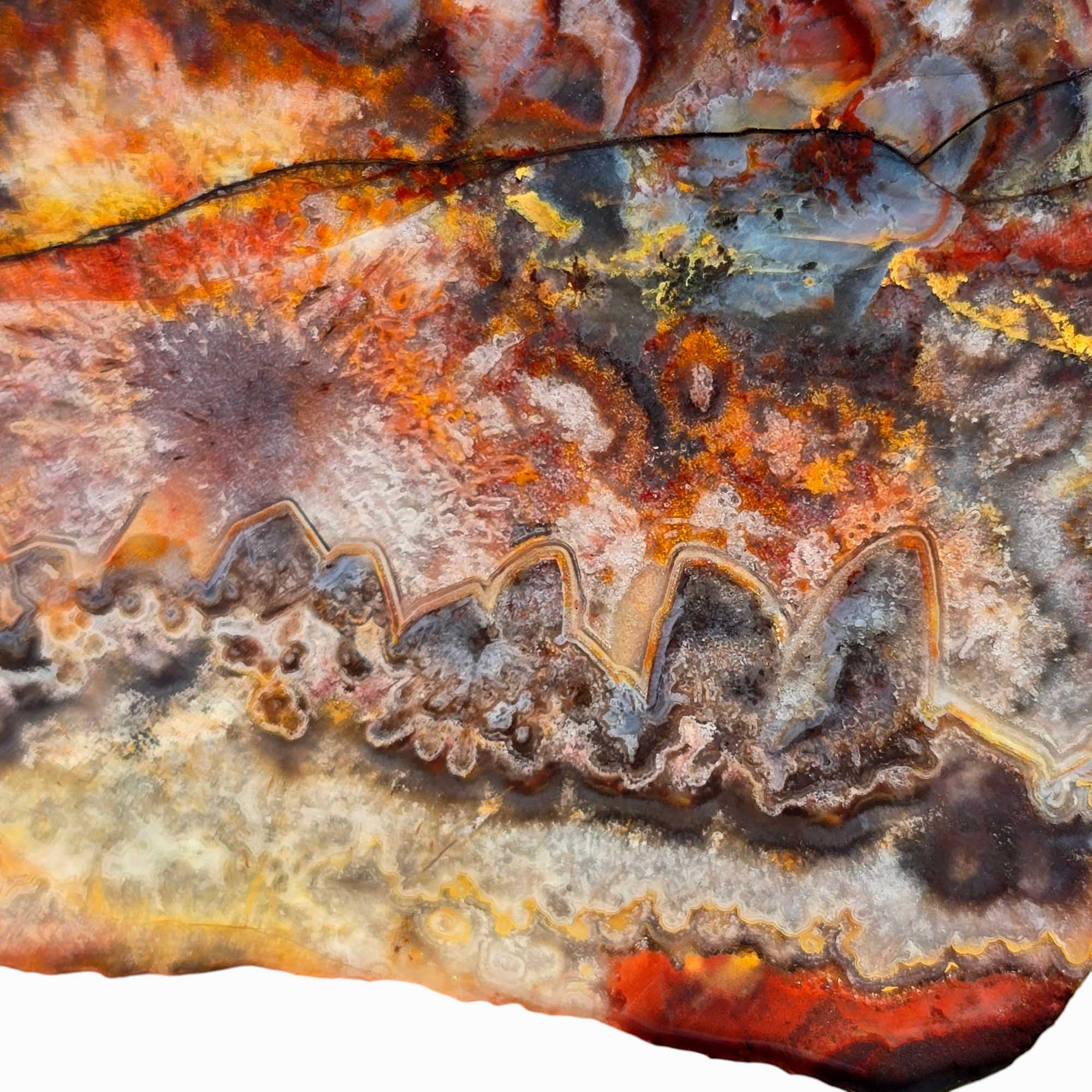 Thick Sarape Jasper Slab – Pointed Lace Pattern with Firework Bursts