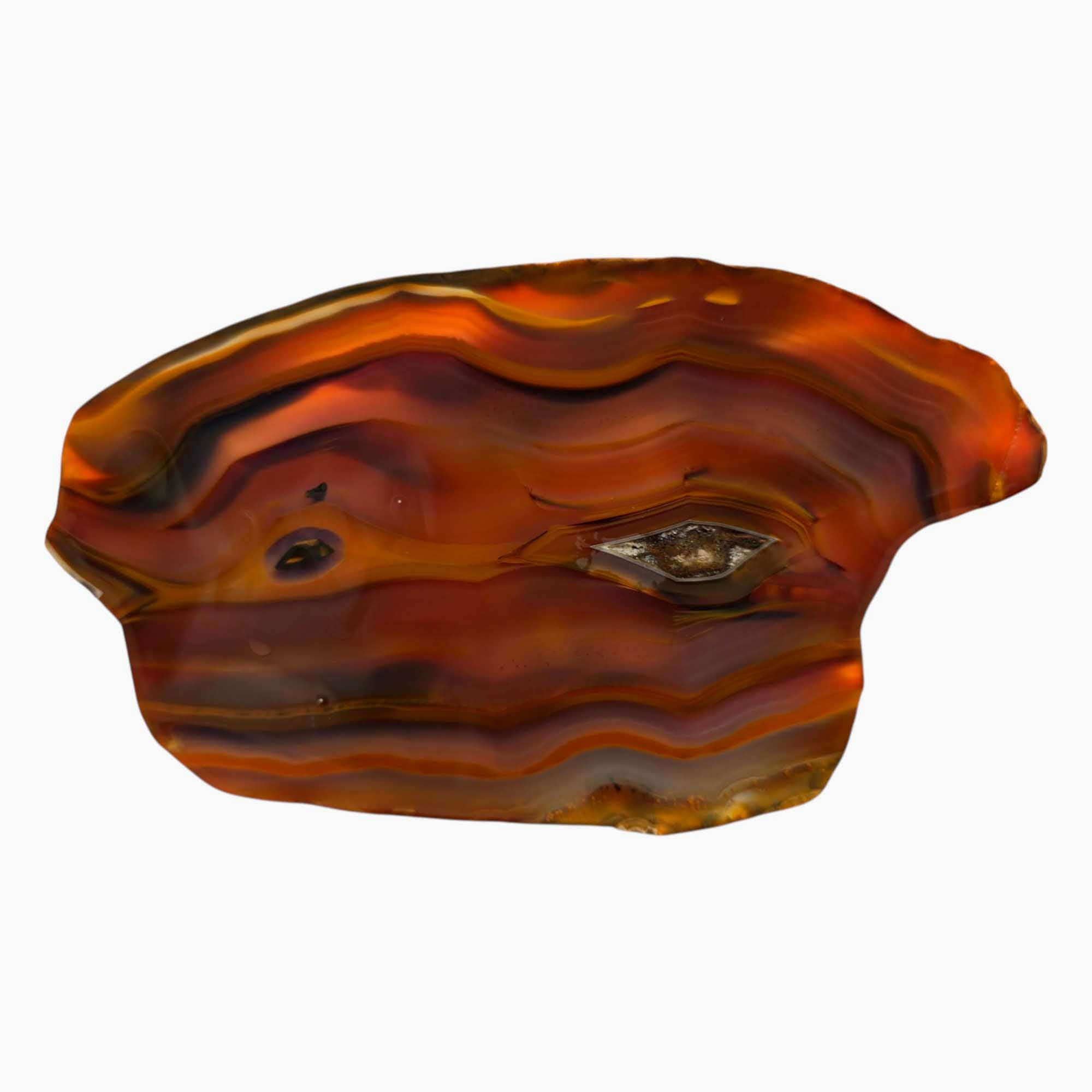 Transparent Brazilian Agate Slab with Swirling Eye Pattern – Backlit Gem
