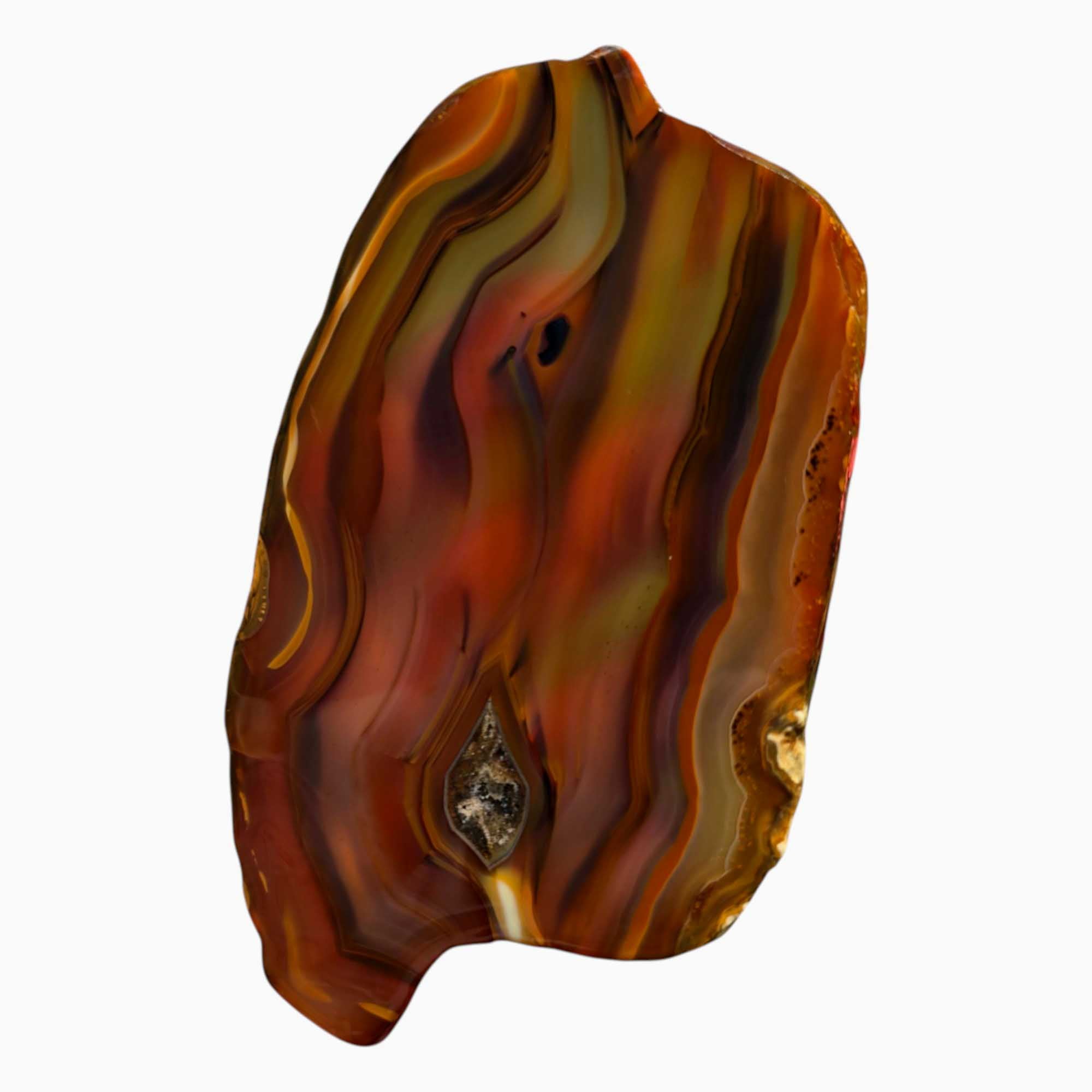 Transparent Brazilian Agate Slab with Swirling Eye Pattern – Backlit Gem