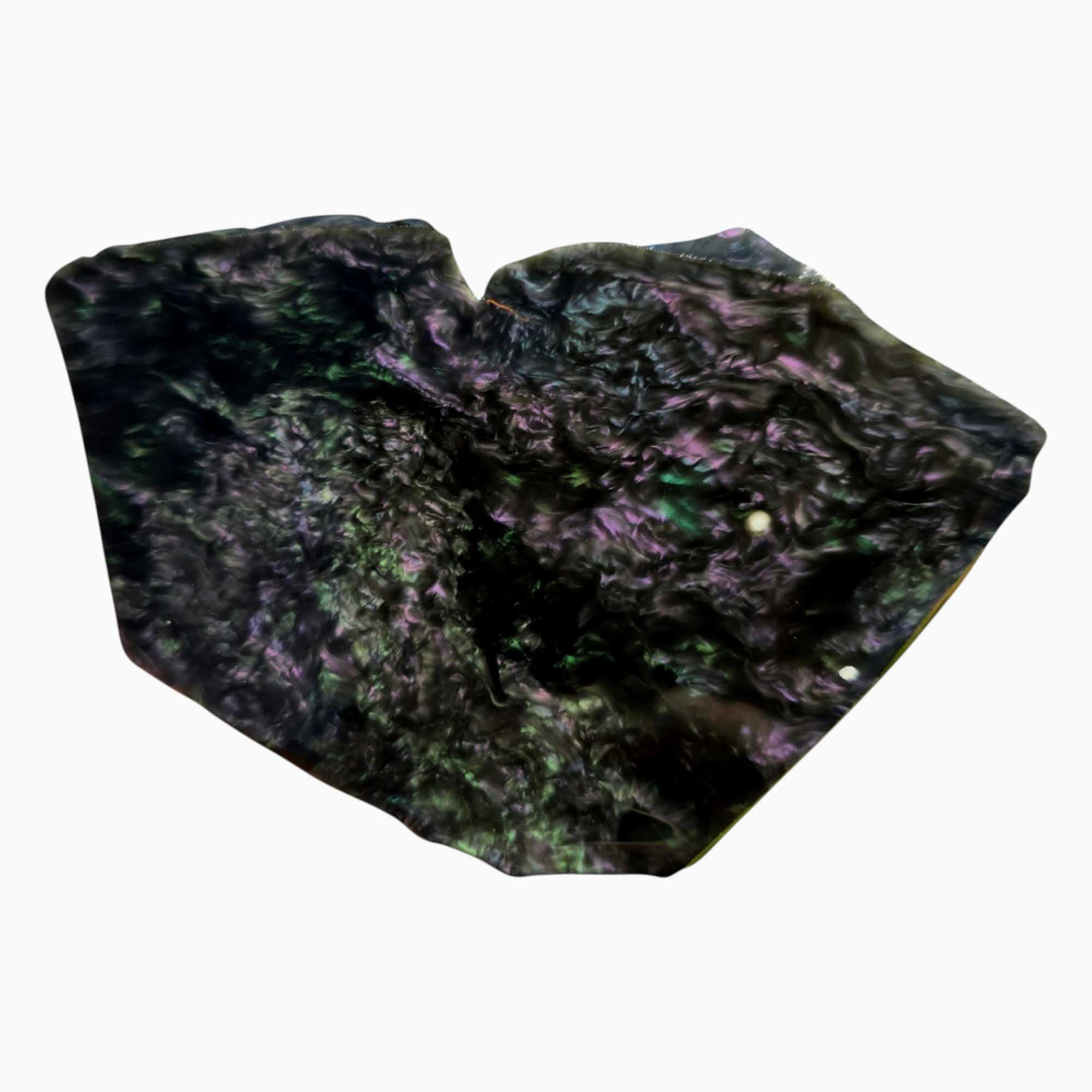 Velvet Obsidian Slab – Old Stock with Rare Green Peacock Flash from Mexico