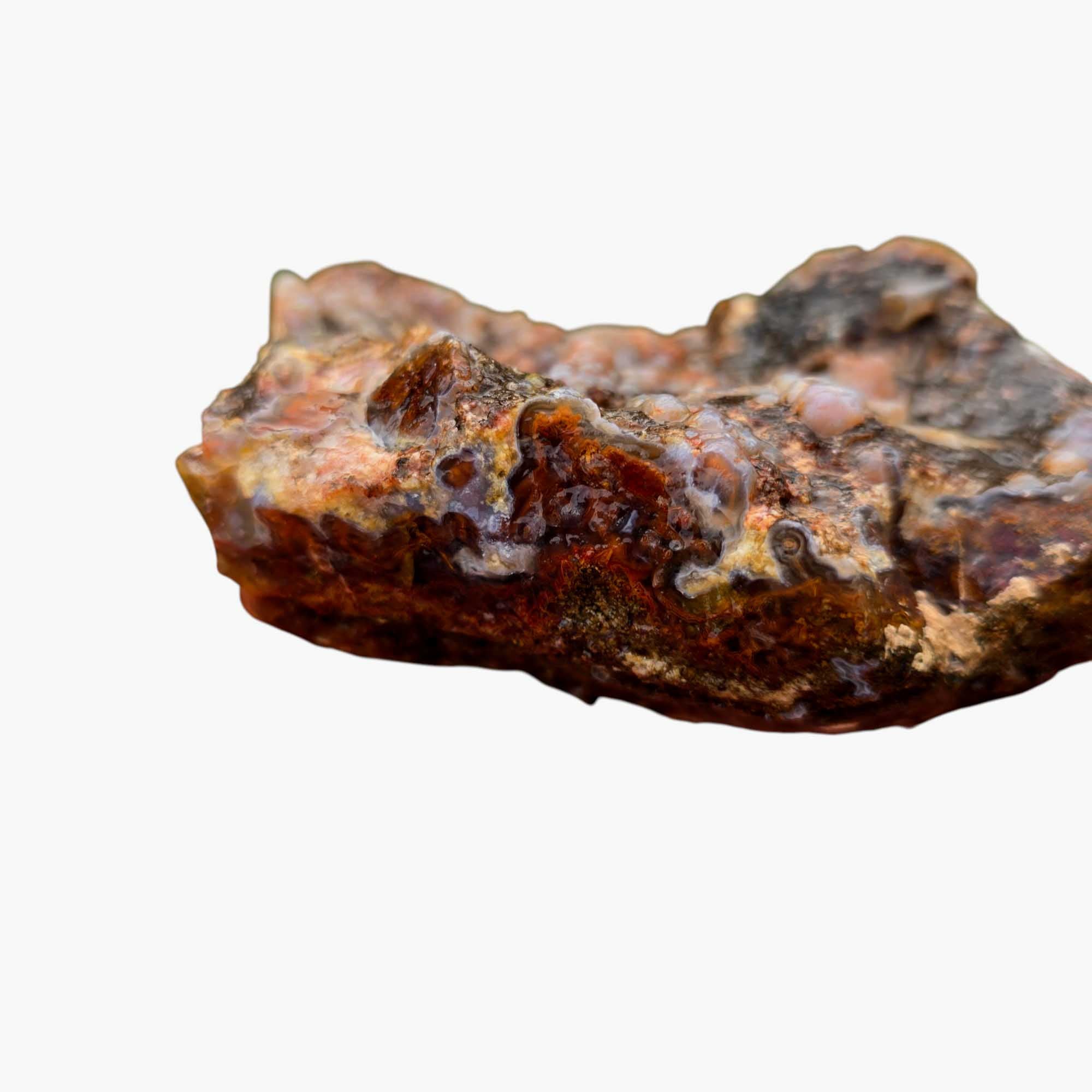 San Carlos Agate Rough – Orange Moss with Tube Botryoidal Top, Great for Cabbing