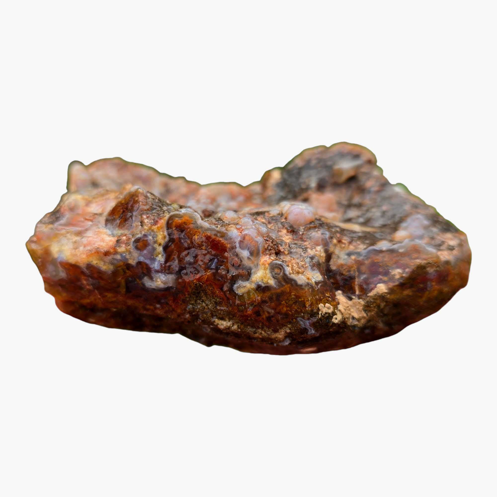 San Carlos Agate Rough – Orange Moss with Tube Botryoidal Top, Great for Cabbing