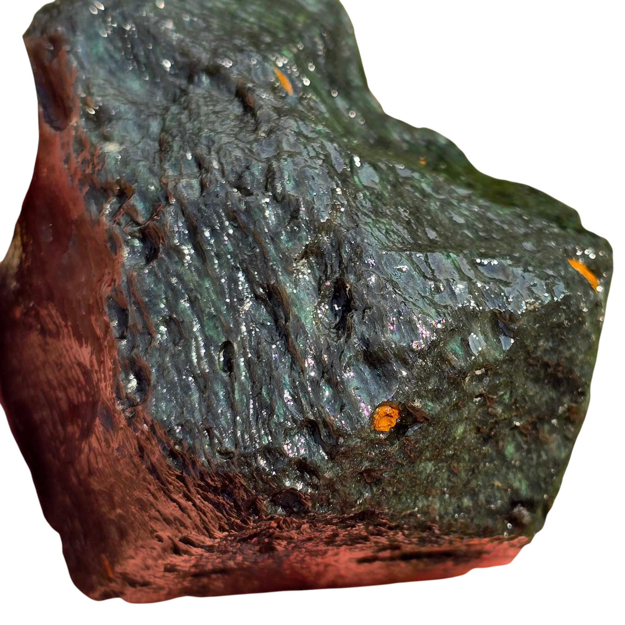 Velvet Obsidian Rough – Old Stock Peacock Green Chatoyance Cutter