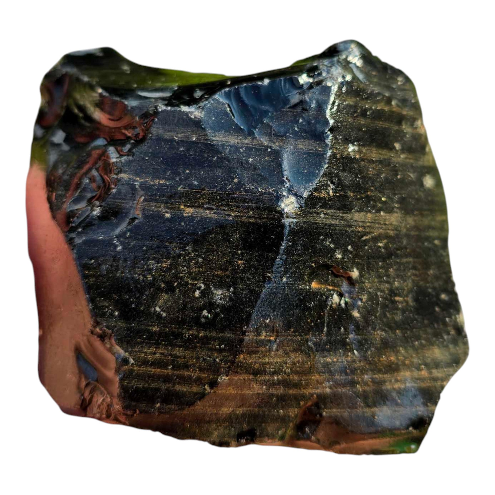 Velvet Obsidian Rough – Green & Purple Aurora Borealis Chatoyance