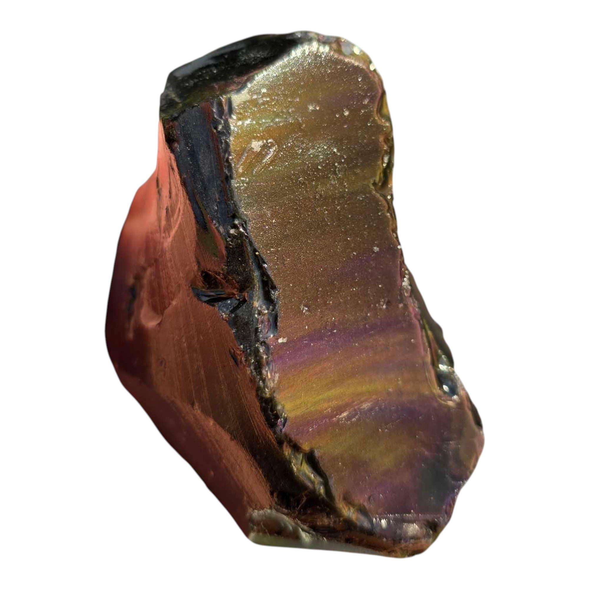 Velvet Obsidian Rough – Green & Purple Aurora Borealis Chatoyance
