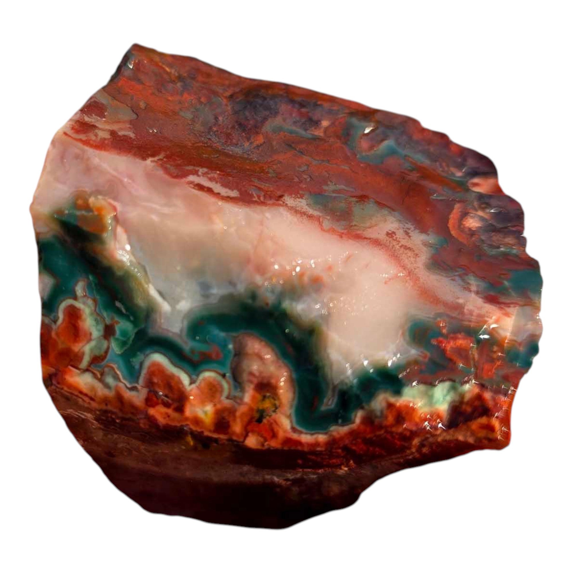 Idaho Sunset Jasper – Cut & Proven Trimmer with Bright Green Pattern