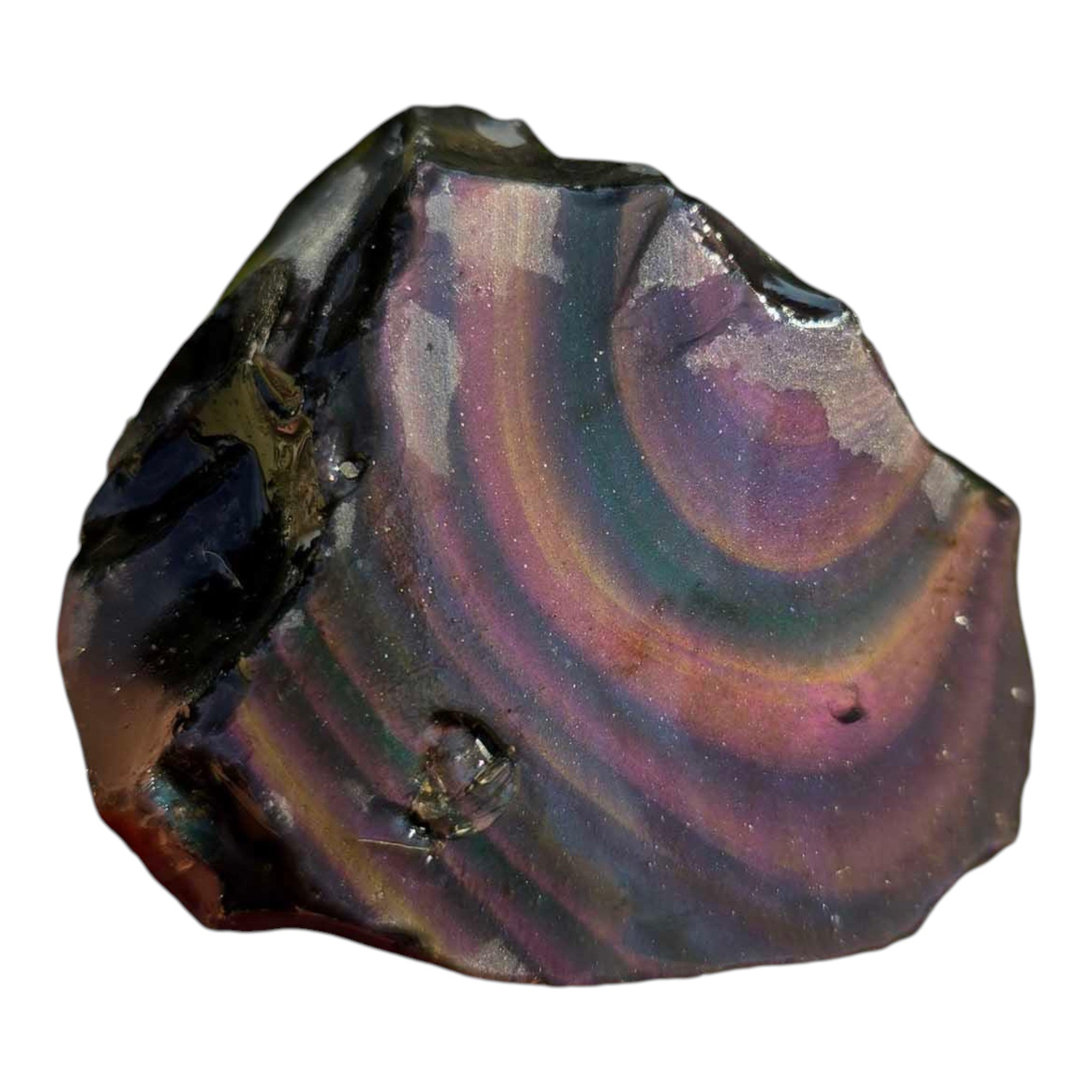 Jalisco Rainbow Obsidian Rough – Old Stock Small Cutter with Dome Polish Potential