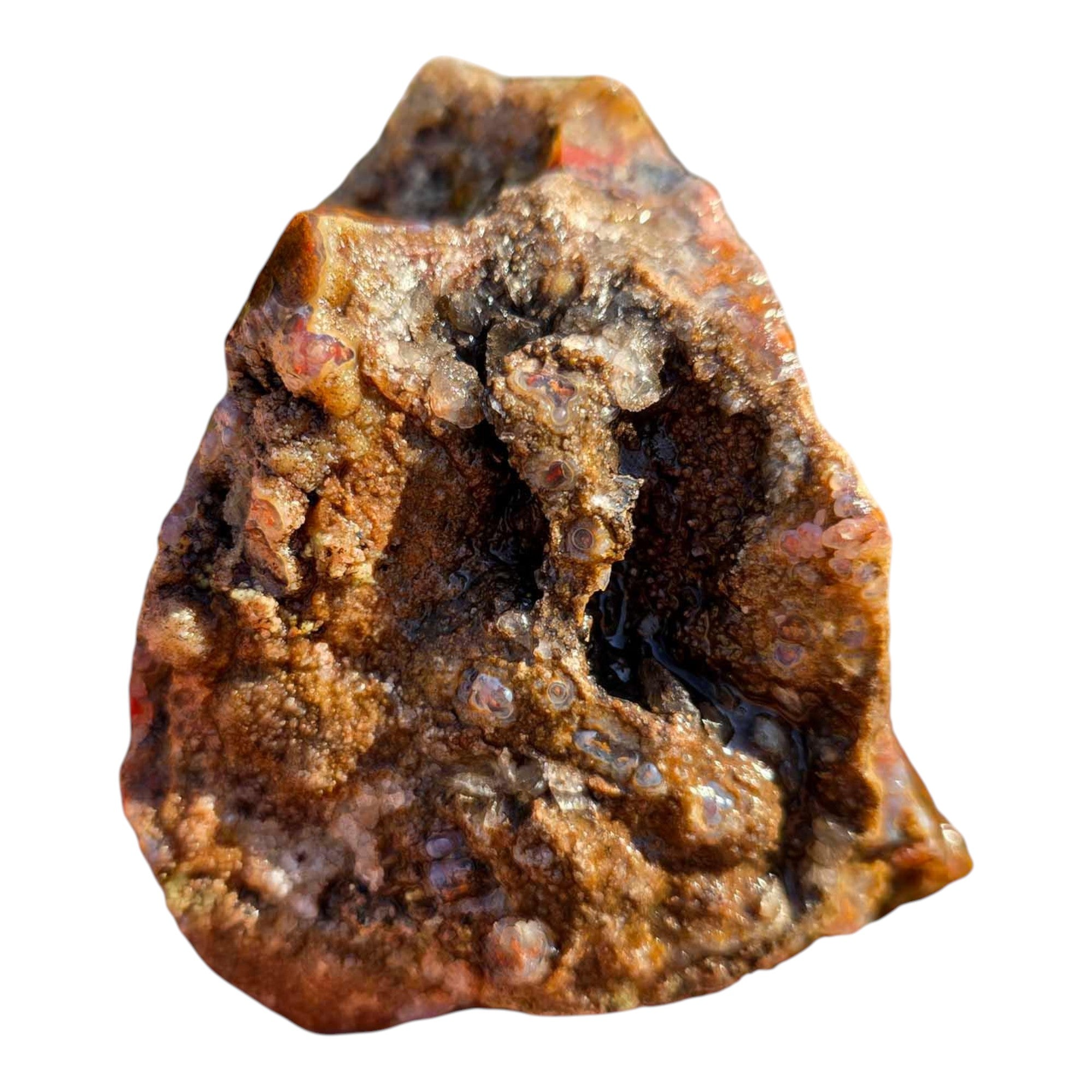 San Carlos Agate Rough – Bright Red & Gold Moss with Blue Agate Inclusions