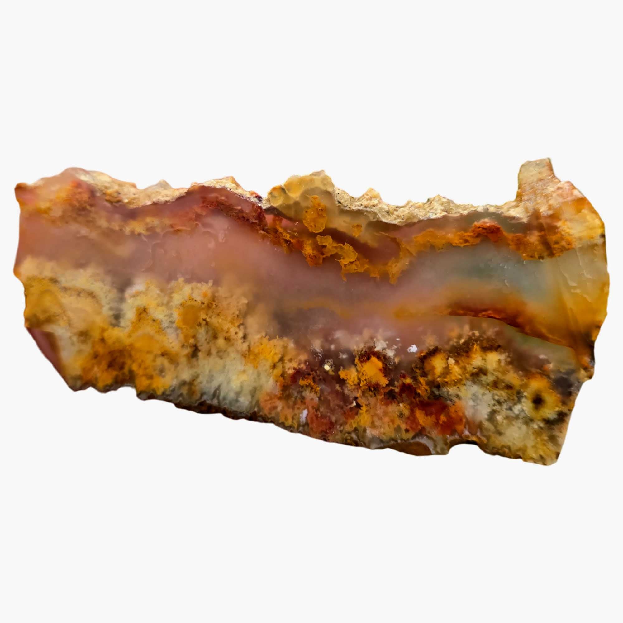 Regency Rose Plume Agate Slab - Old Stock Transparent Agate with Plume Pattern