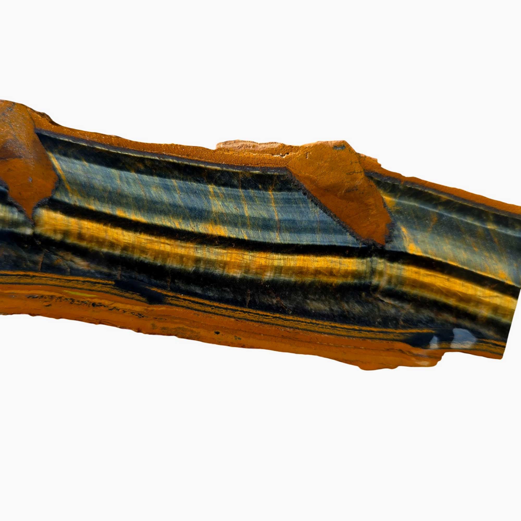 Hawkeye Tiger Eye Slab – Blue Chatoyant Flash with Golden Band Contrast