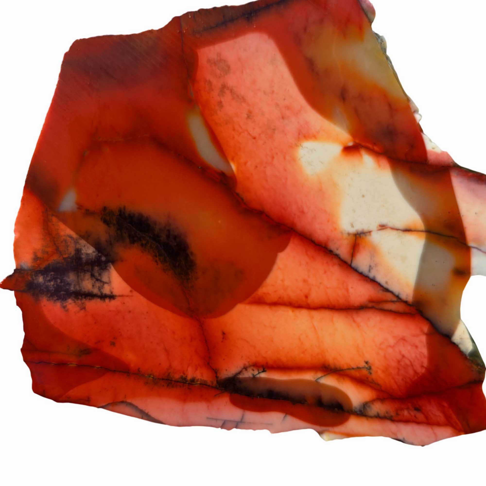 Mookaite Jasper Slab – Red Peach Pink Black Dendrites – Australia 90mm