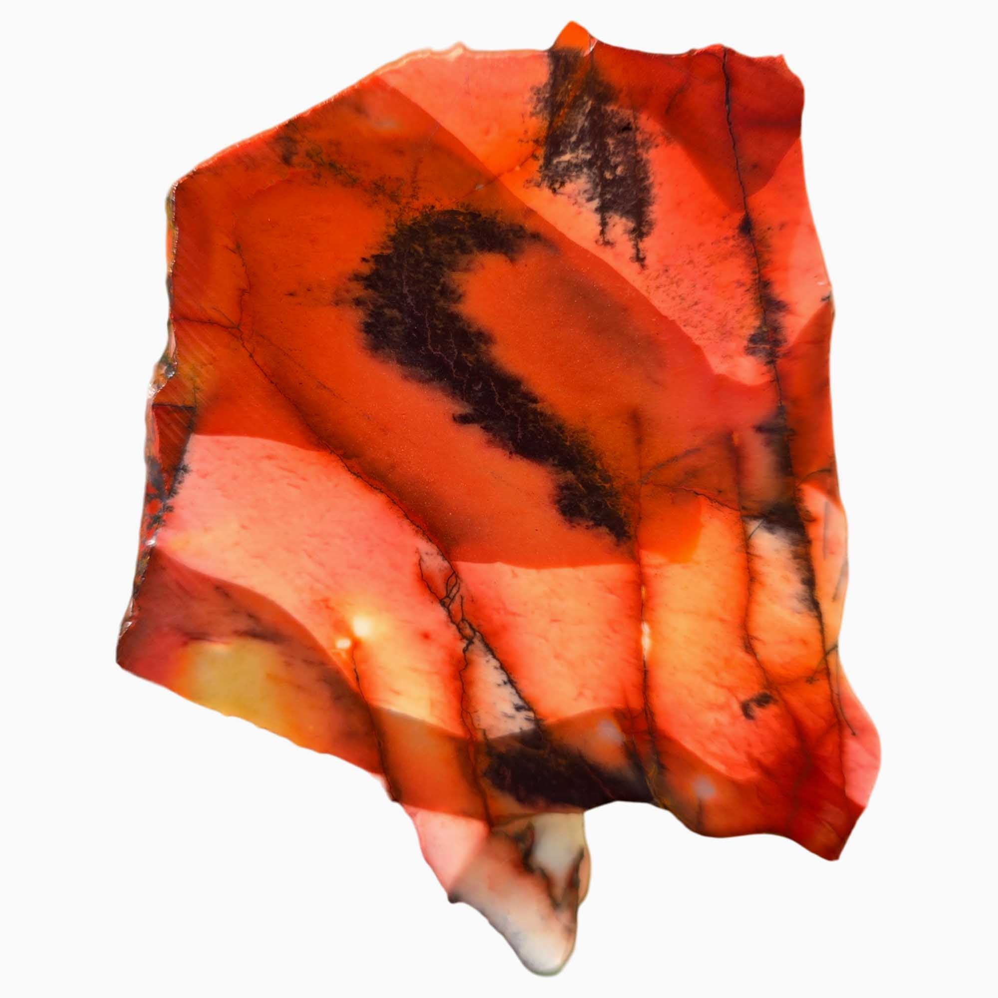 Mookaite Jasper Slab – Red Peach Pink Black Dendrites – Australia 90mm