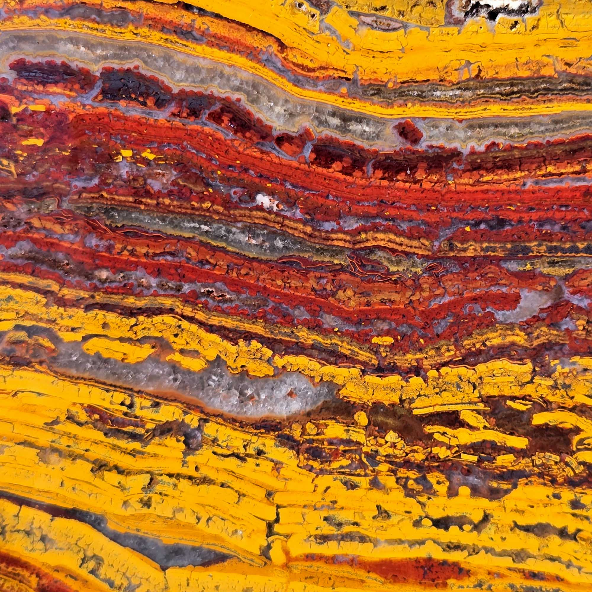 Apple Valley Jasper Slab – Bright Red Gold Paint Stroke – Sahara 92mm