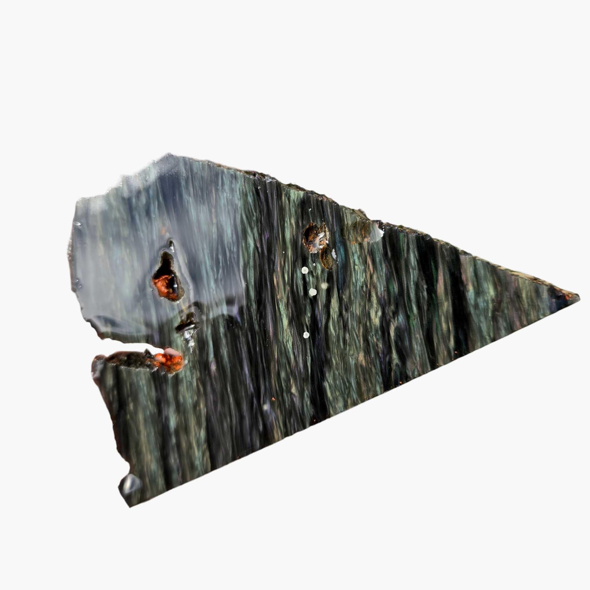 Mexican Velvet Obsidian Slab – Dark Velvety Patterns Green Flash #3662-Photo2