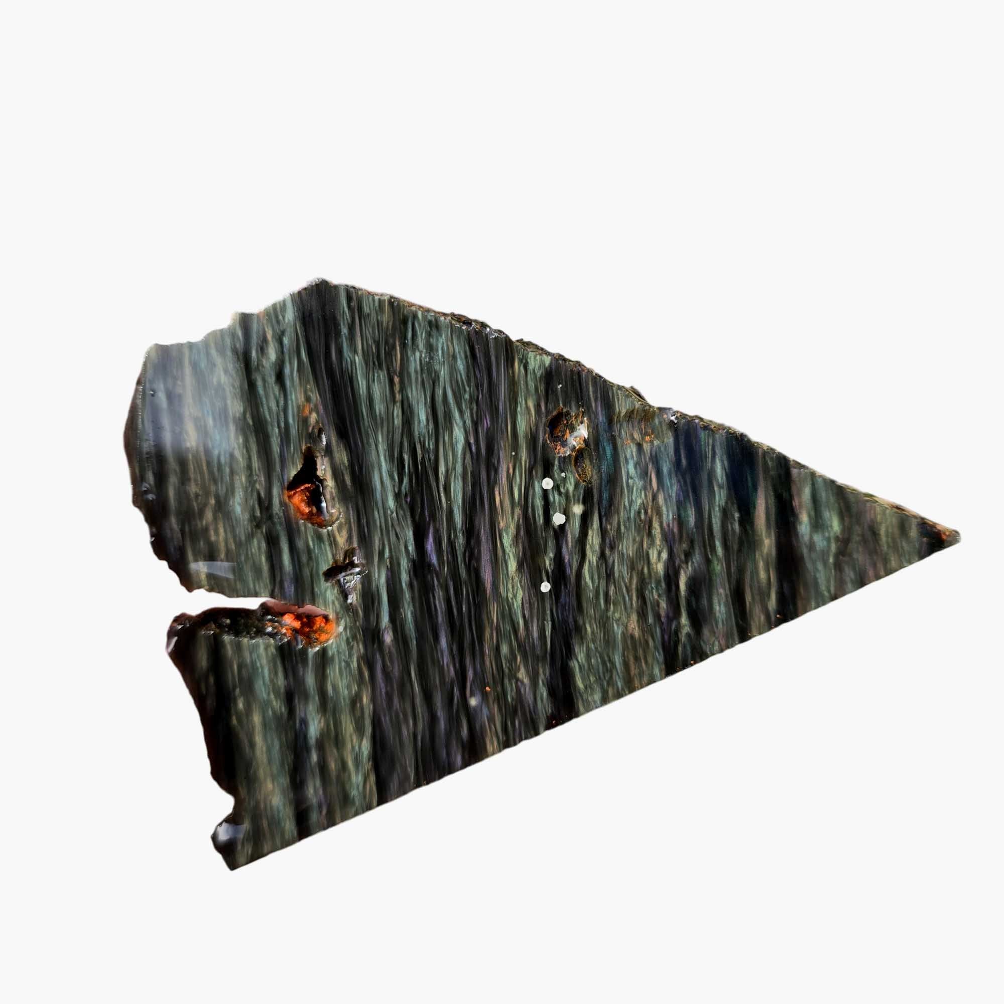 Mexican Velvet Obsidian Slab – Dark Velvety Patterns Green Flash #3662-Photo3