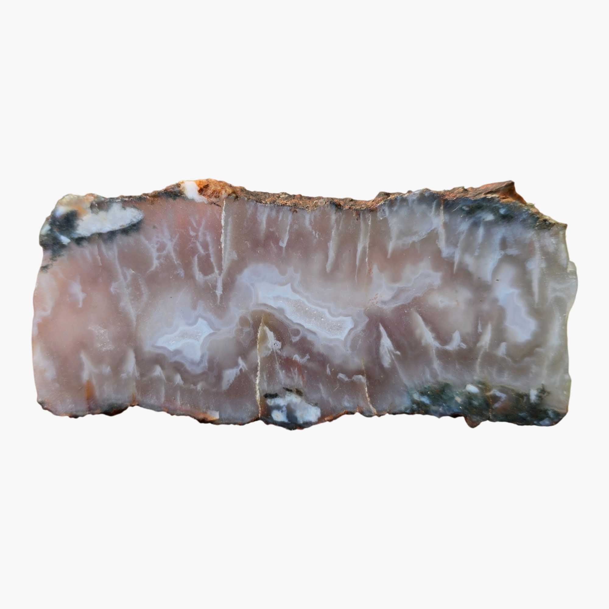 Ghost Seam Agate Slab Dry – White Spear Plume Blue Fortification #3676-Photo4