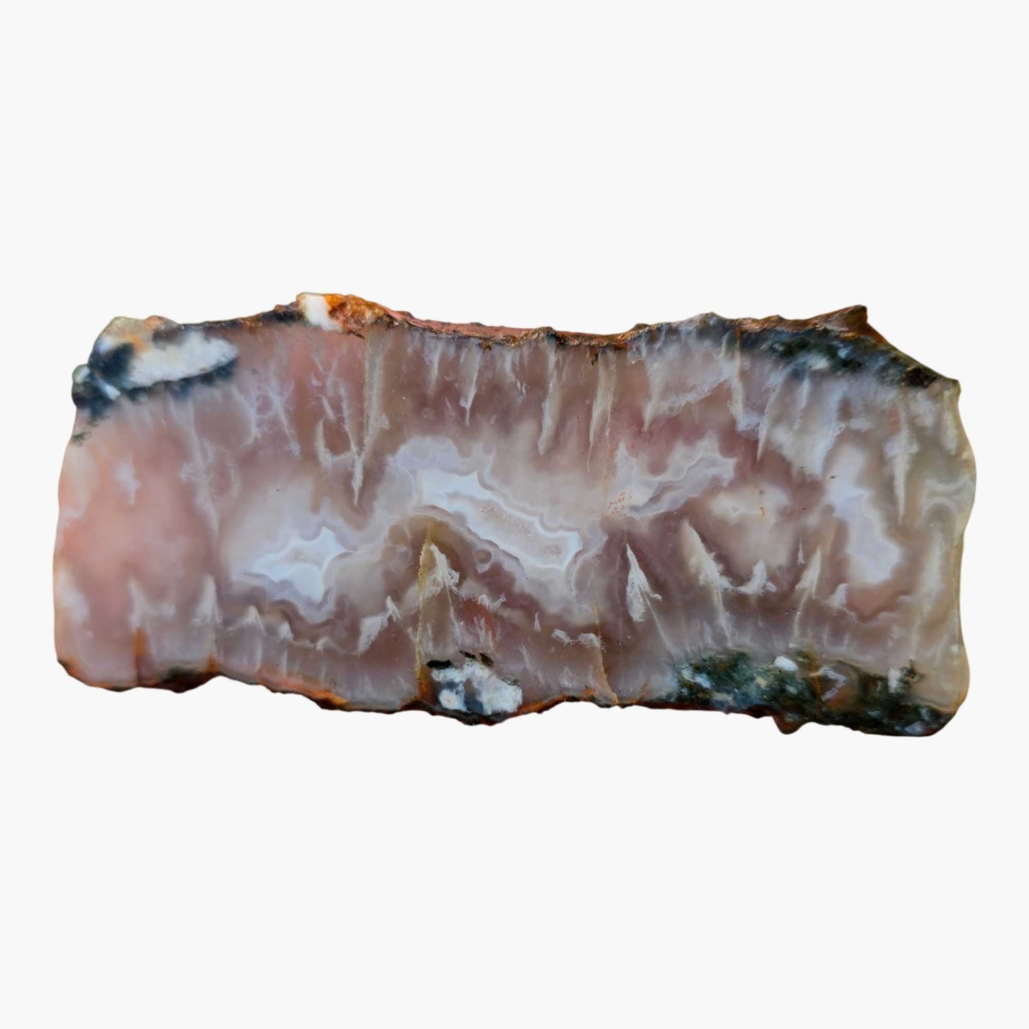 Ghost Seam Agate Slab – White Spear Plume Blue Fortification #3676-Photo3