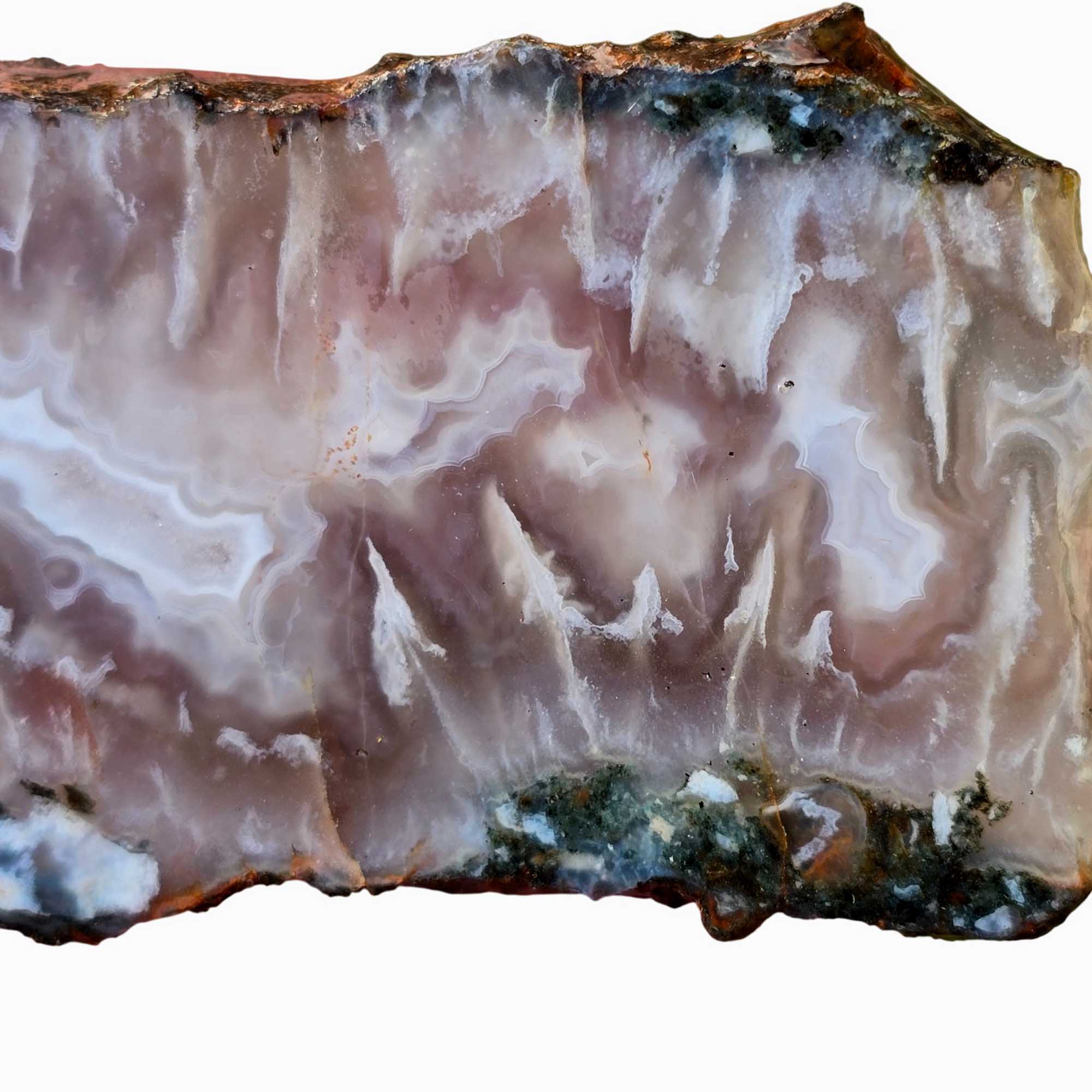 Ghost Seam Agate Slab – White Spear Plume Blue Fortification #3676-Photo1