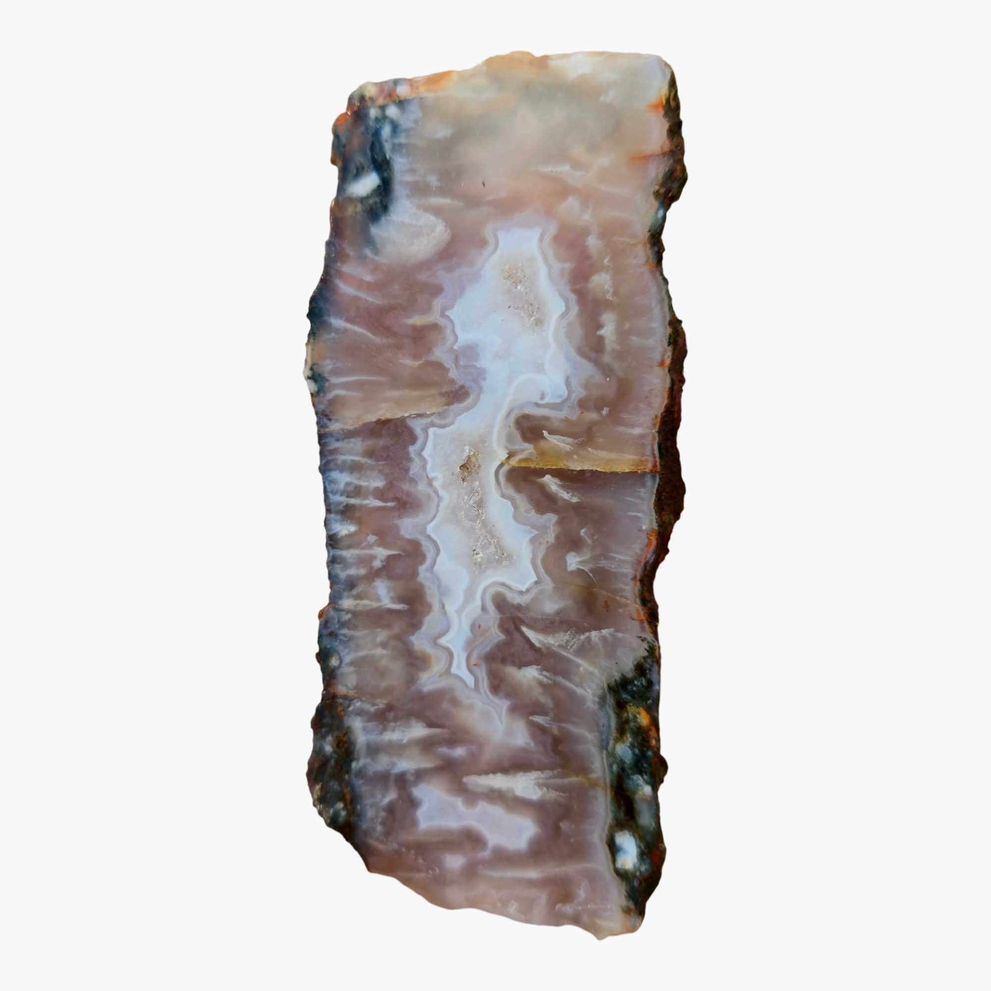Ghost Seam Agate Slab – White Spear Plume Blue Fortification #3676-Photo2