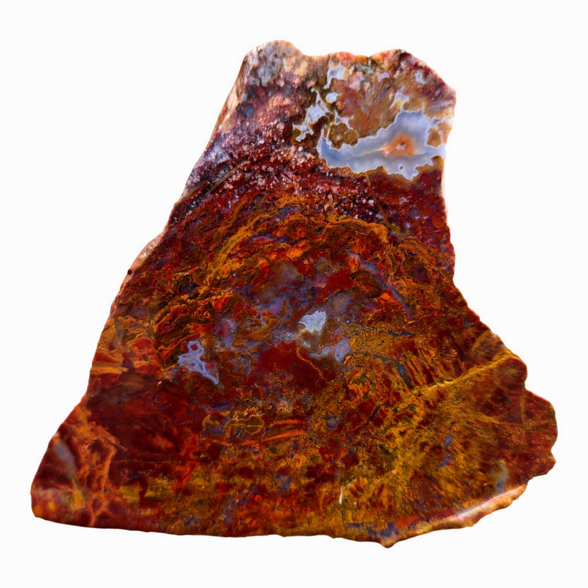 San Carlos Agate Slab – Bright Red Moss Blue Druzy Mexico #3681-Photo2