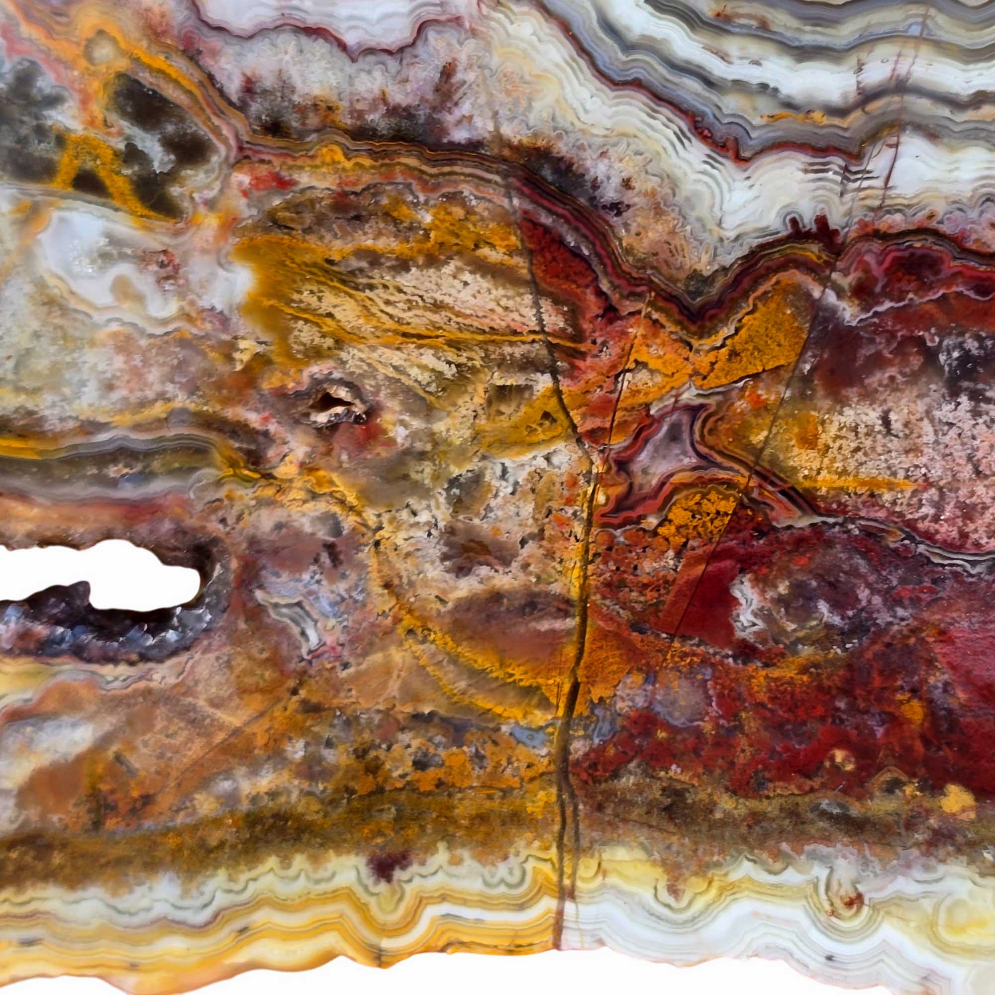 Crazy Lace Agate Slab - Red Orange Yin Yang Pattern Druzy #3687-Photo3