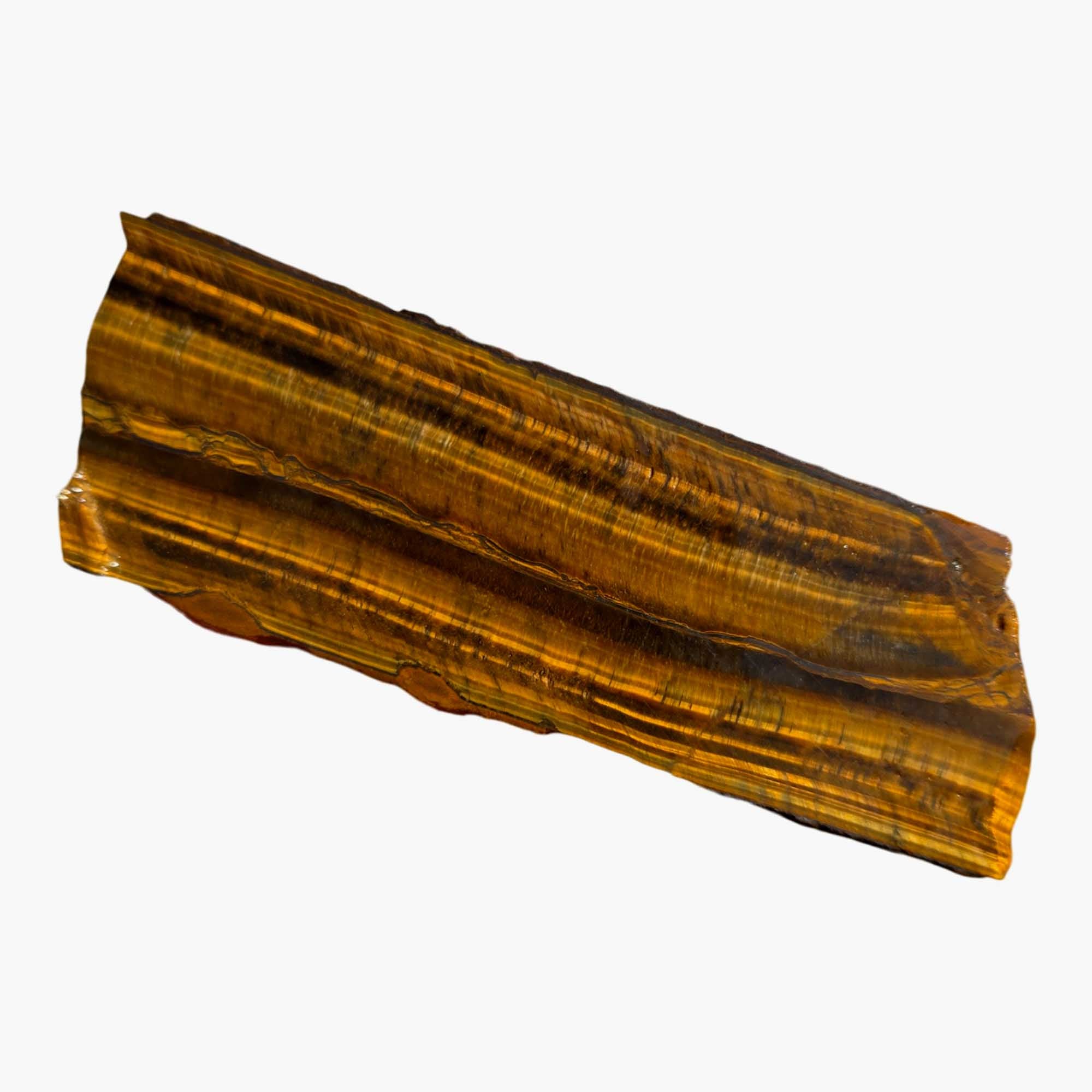 Golden Tiger Eye Slab – Parallel Flash Lines Hematite Seam! #3695-Photo3