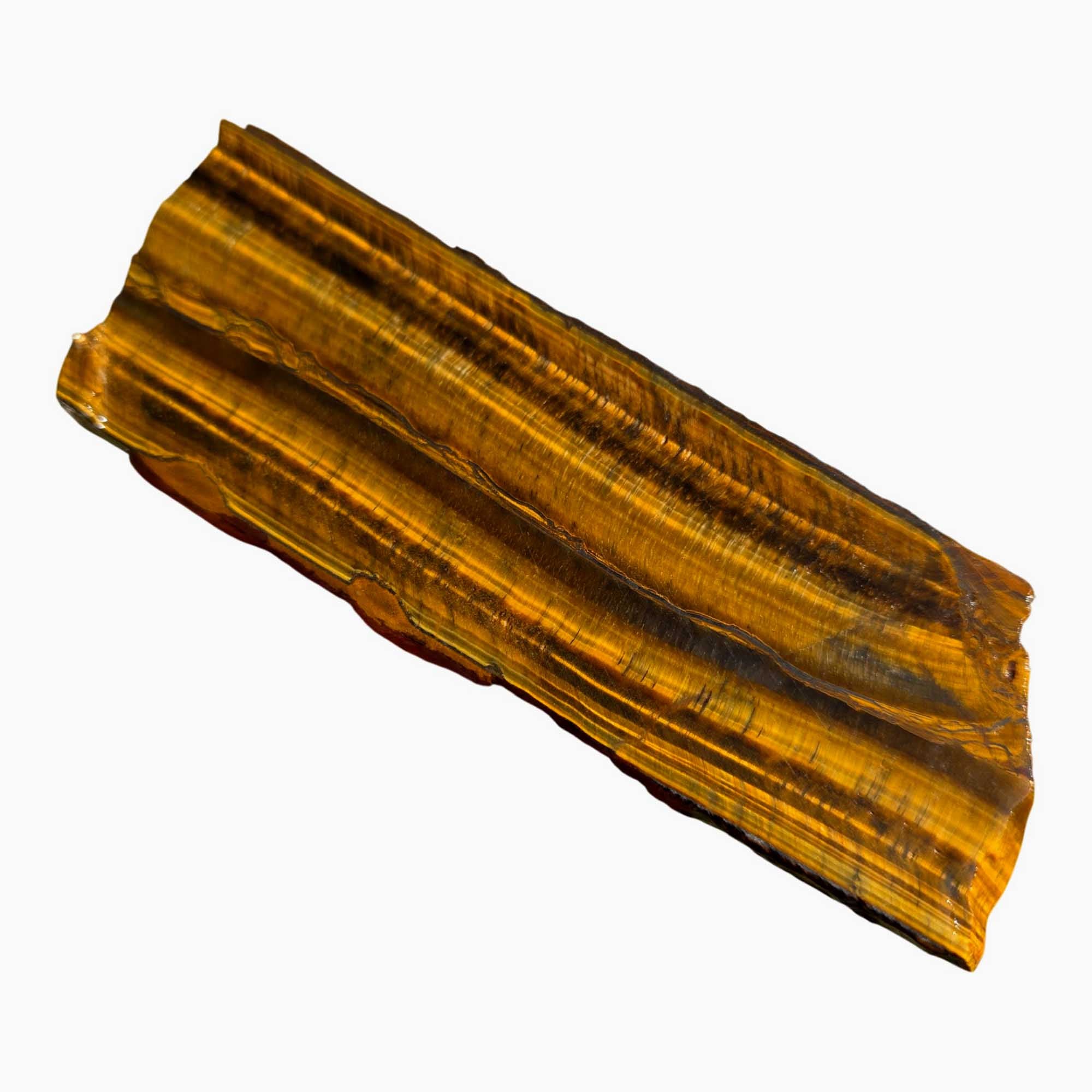 Golden Tiger Eye Slab – Parallel Flash Lines Hematite Seam! #3695-Photo4